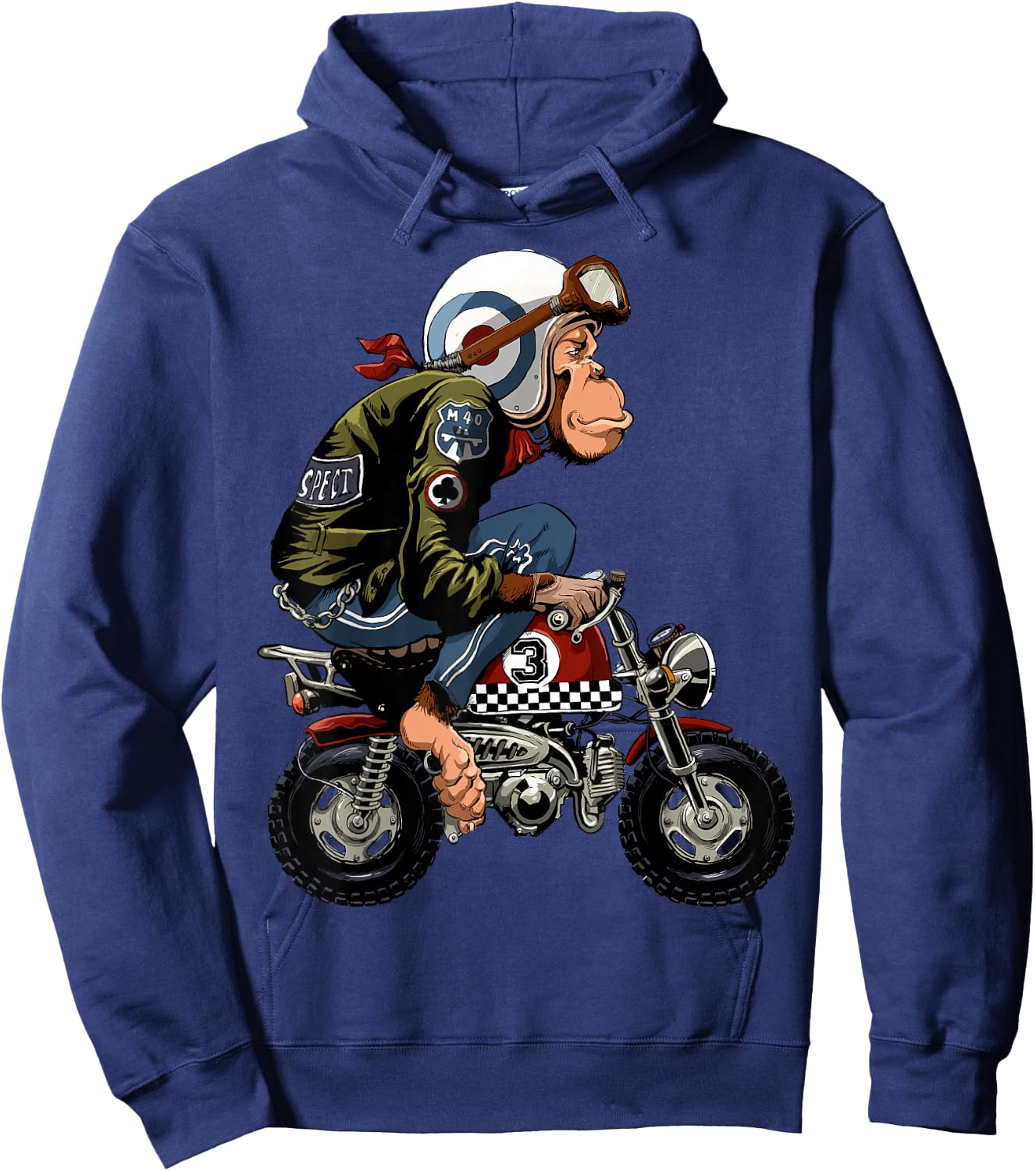 Monkey Bike Cartoon Hoodie - Hoodie | Navy