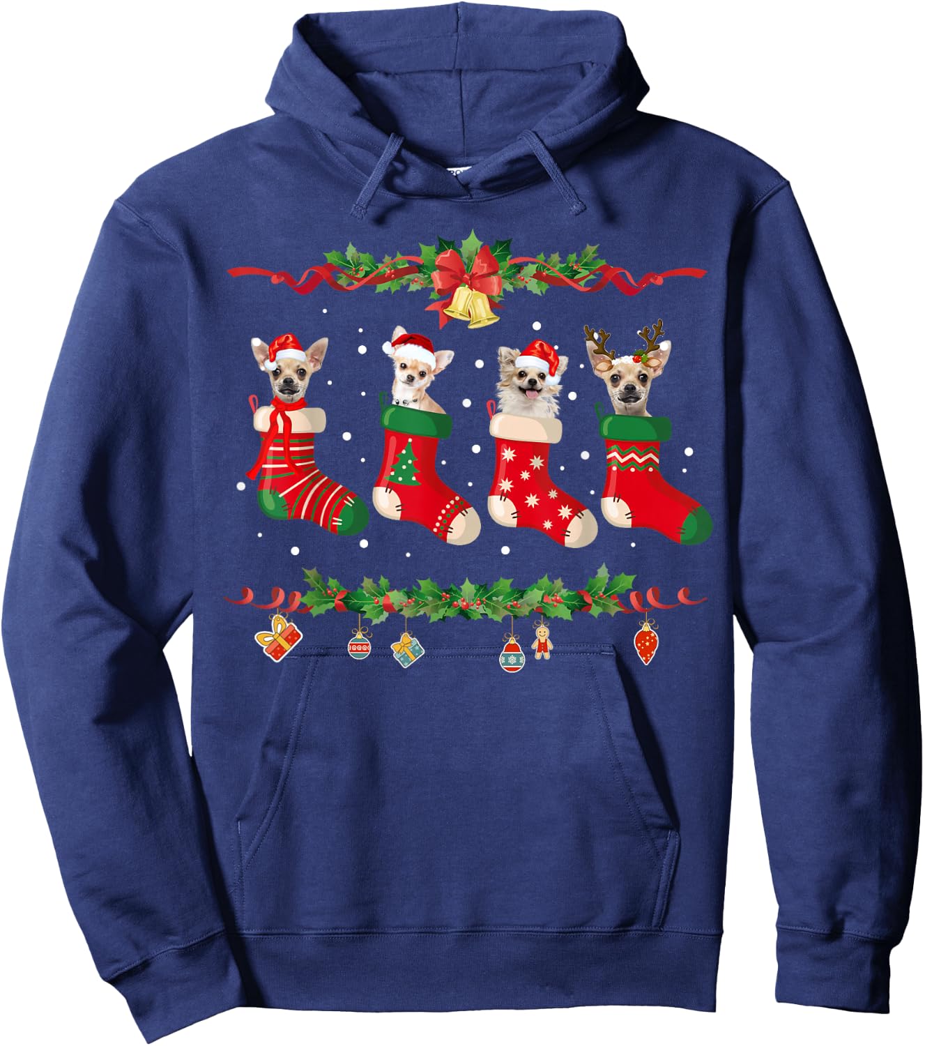 Chihuahua Christmas Stocking Dog Xmas Hoodie - Hoodie | Navy