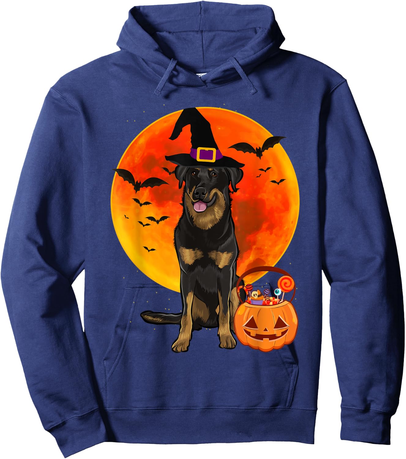 Dog Halloween Beauceron Jack O Lantern Pumpkin Hoodie - Hoodie | Navy