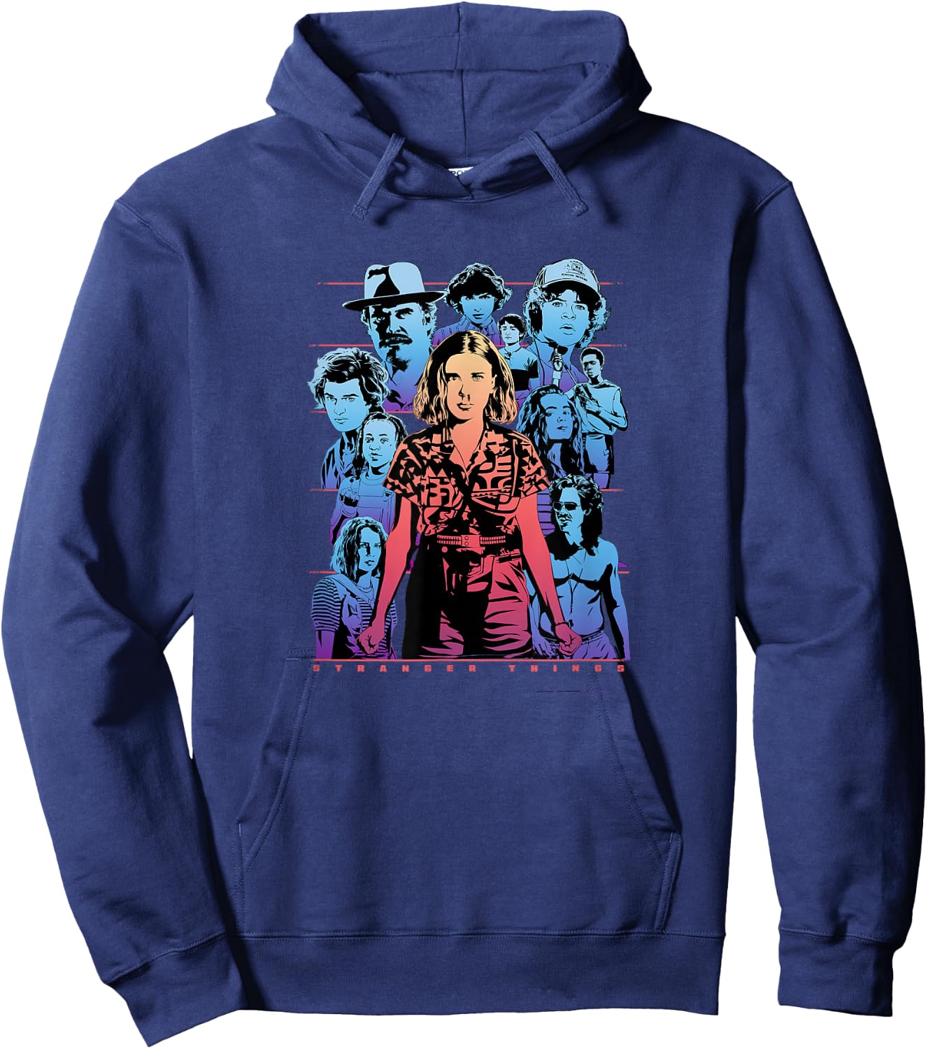 Stranger Things Group Shot Populous Gazing Hoodie - Hoodie | Navy