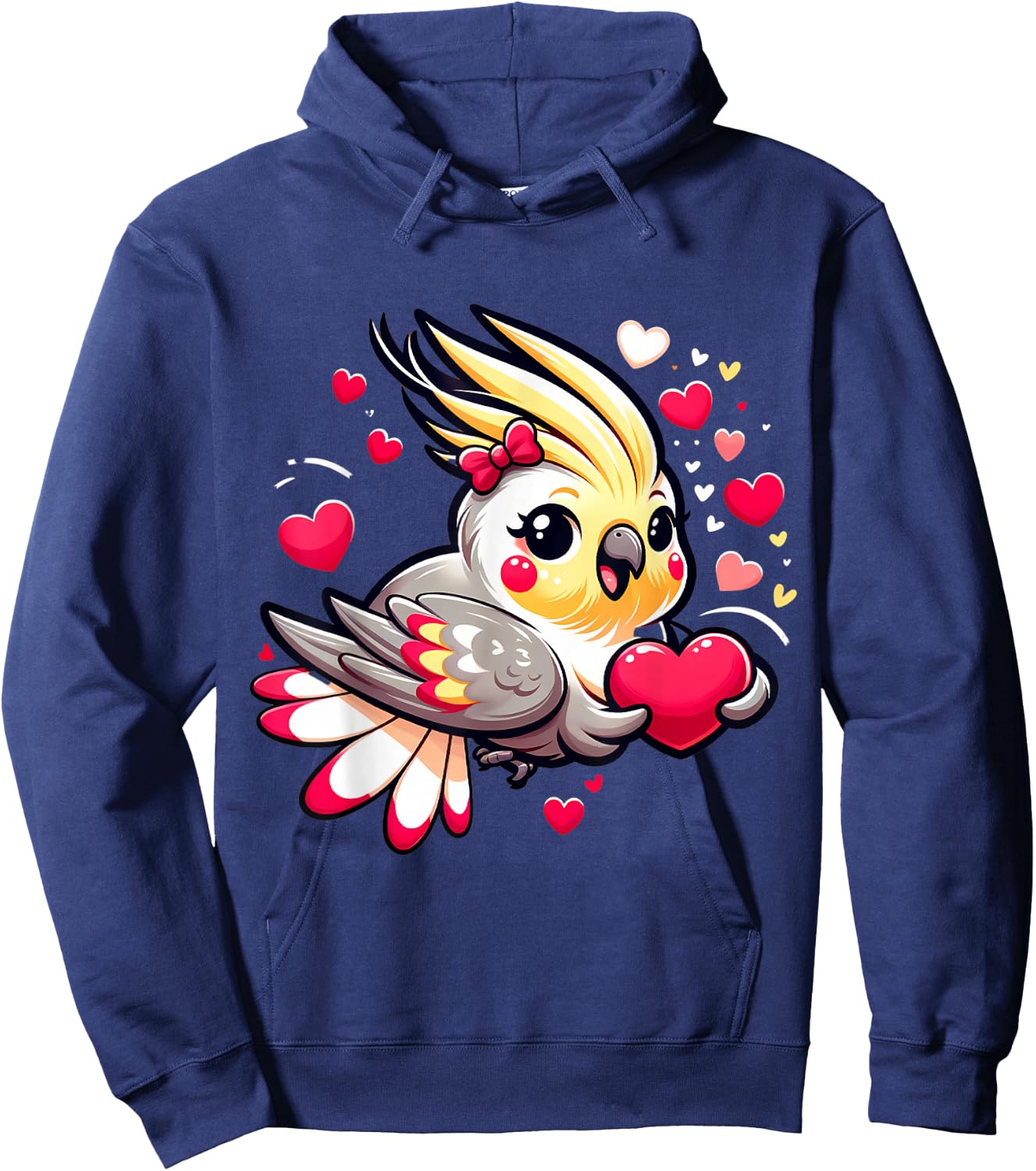 Cockatiel Valentine Hearts Parrot Bird Hoodie - Hoodie | Navy