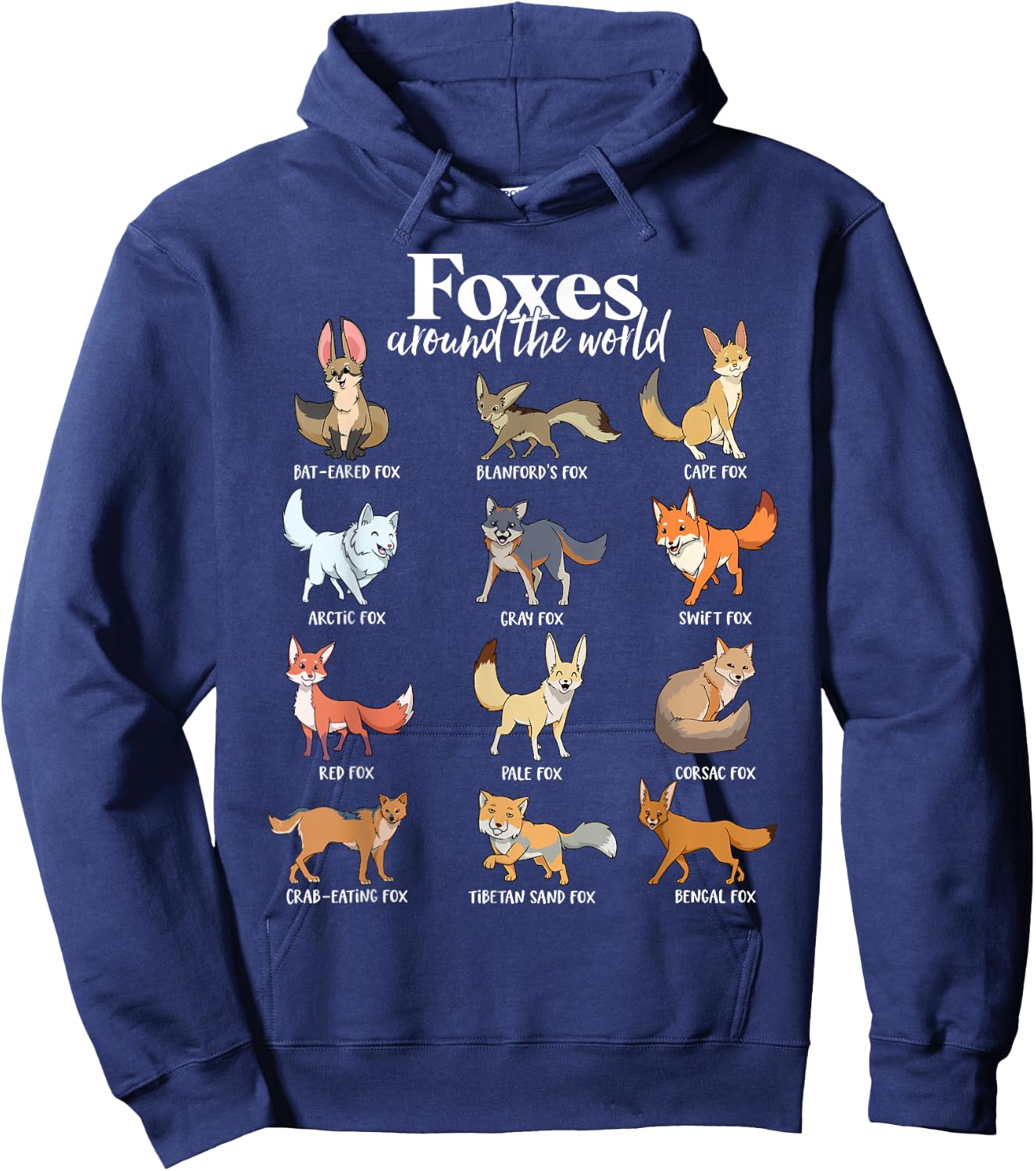 Many types of foxes - foxes of the world Hoodie - Hoodie | Navy