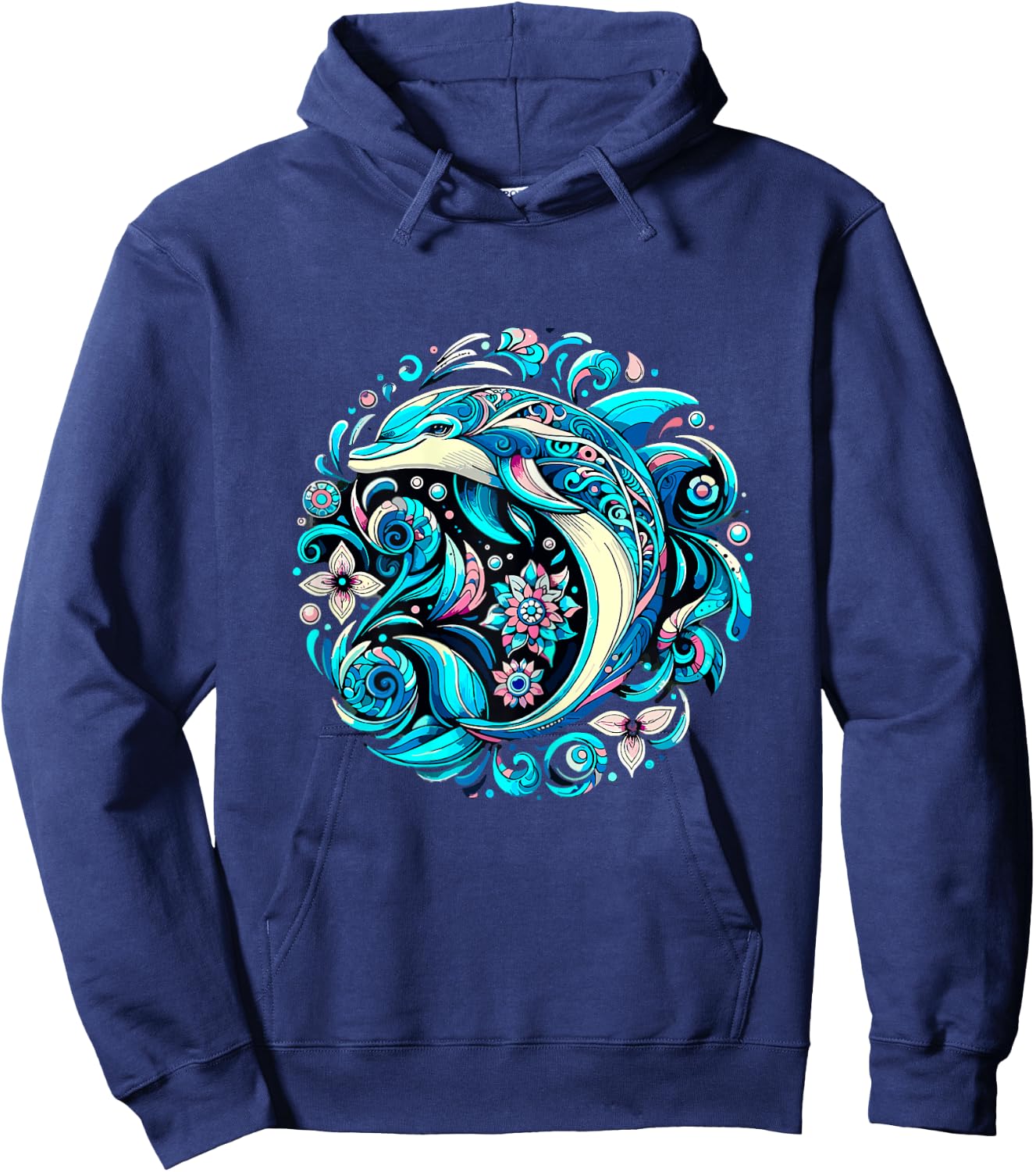 Dolphin Floral Hoodie - Hoodie | Navy