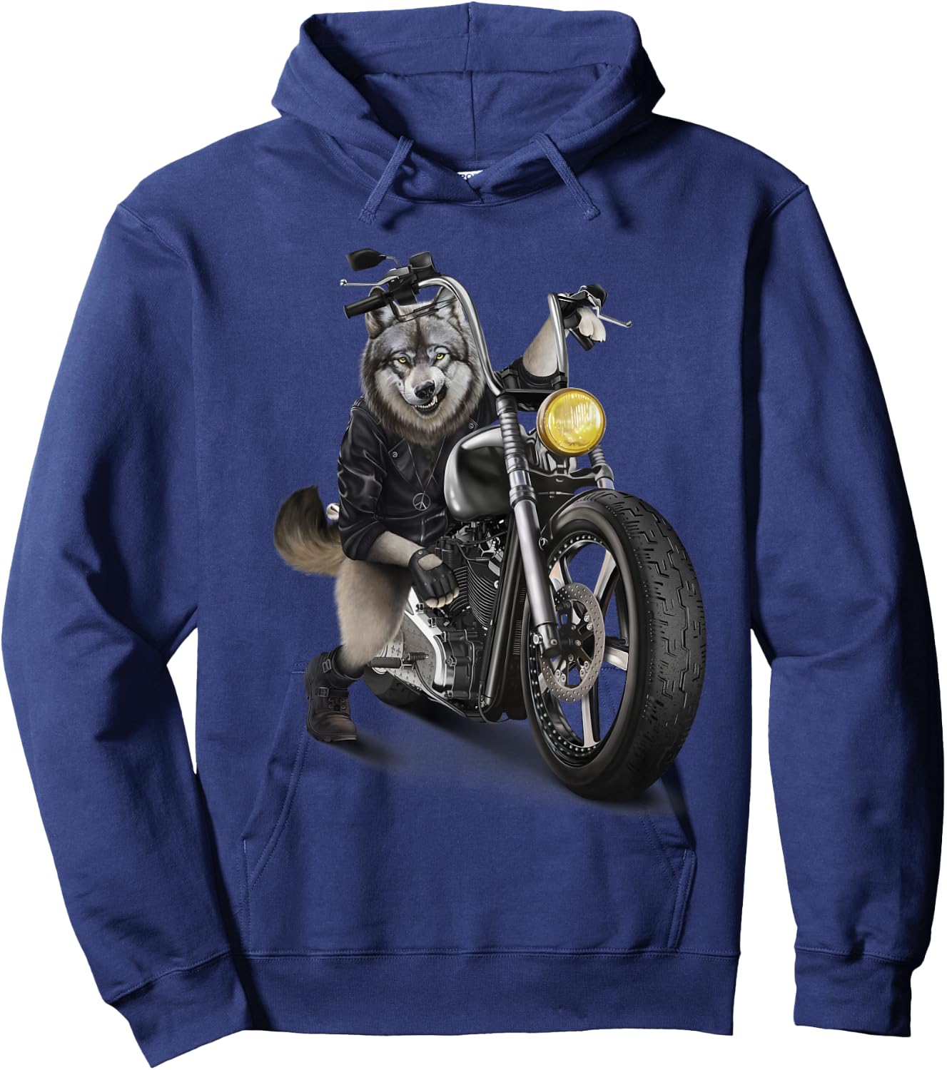 Grey Wolf Riding Chopper Motorcycle Hoodie - Hoodie | Navy