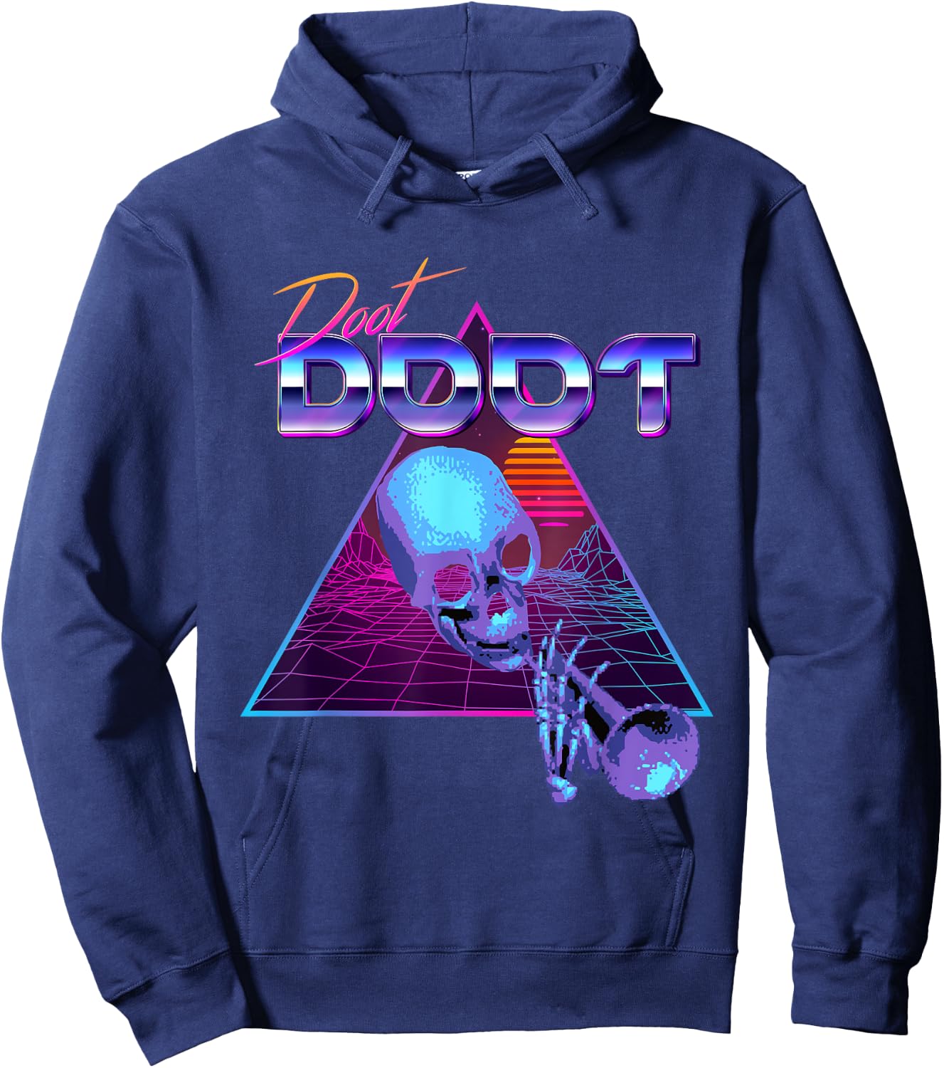 Doot Doot Mr Skeltal Synthwave Streetwear Hoodie - Hoodie | Navy