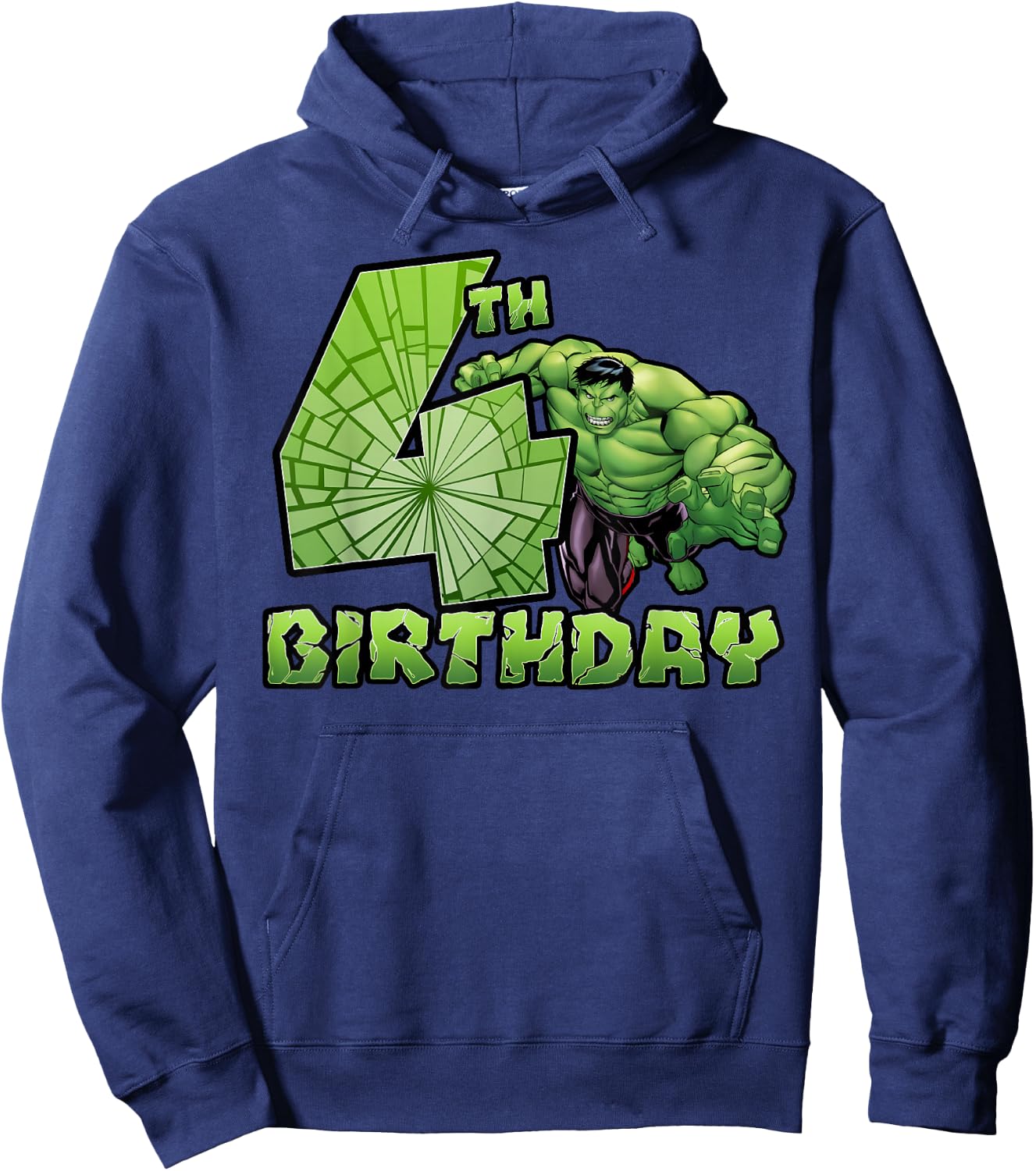 Marvel Avengers Hulk Smash 4th Birthday Hoodie - Hoodie | Navy