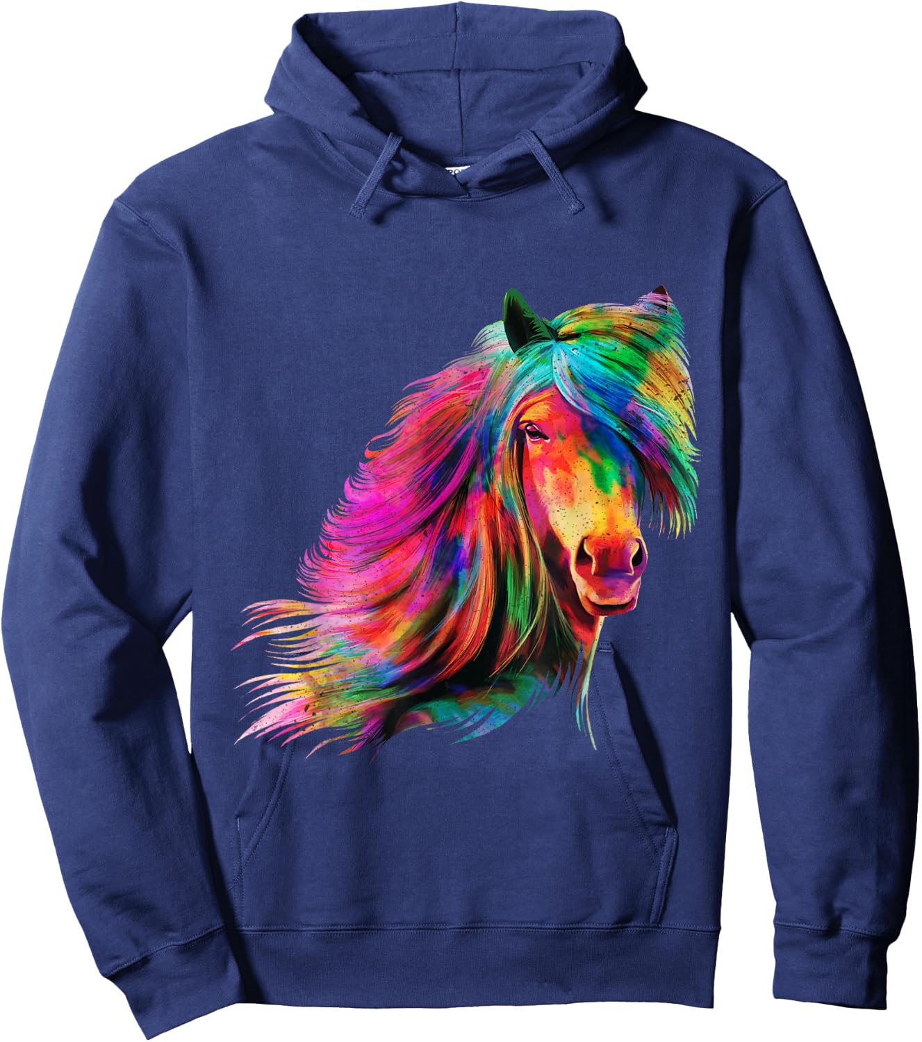 Horse Rainbow Watercolour Artistic Horse Design Hoodie - Hoodie | Navy
