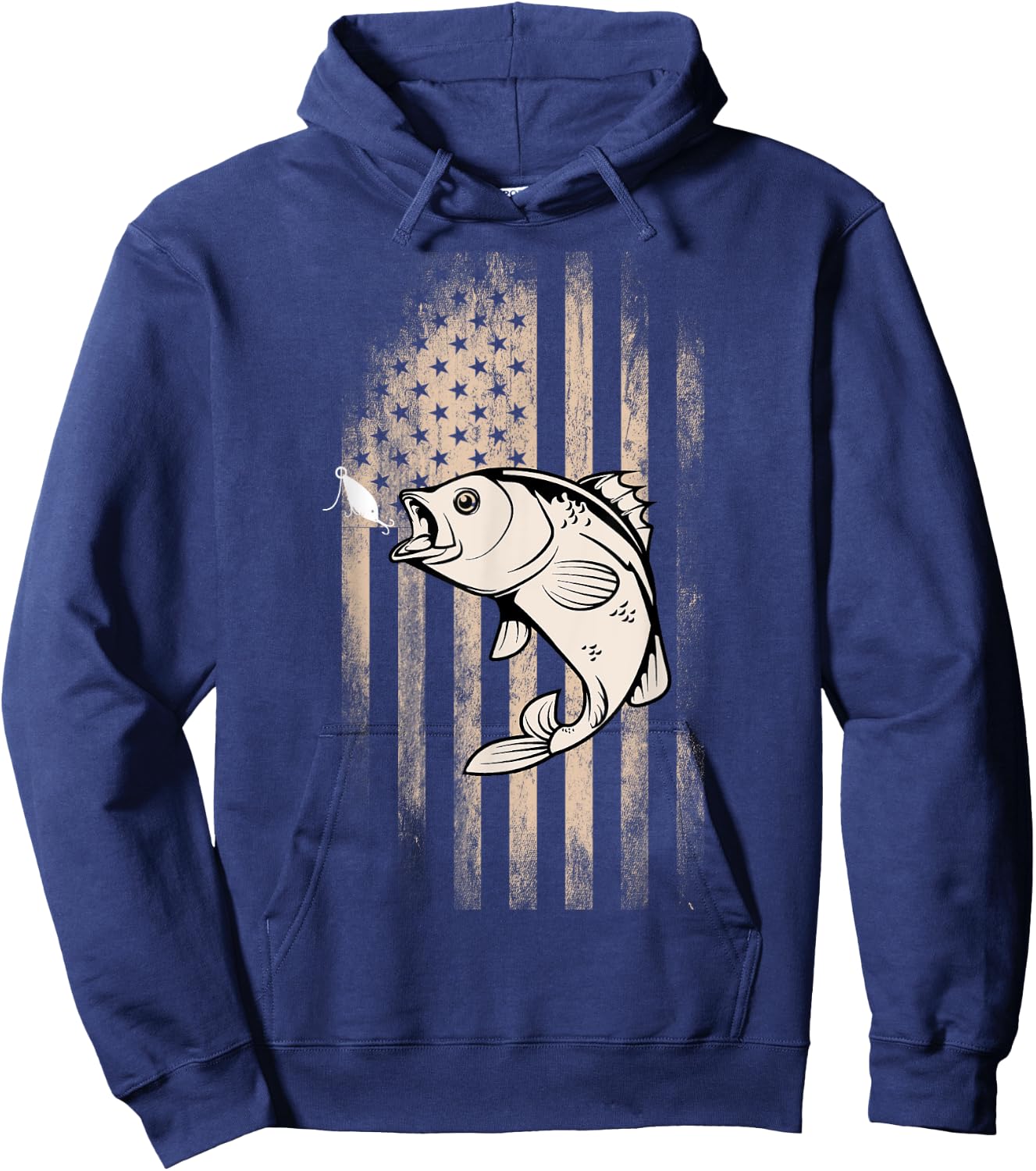 American Flag Fishing Patriotic Hoodie - Hoodie | Navy