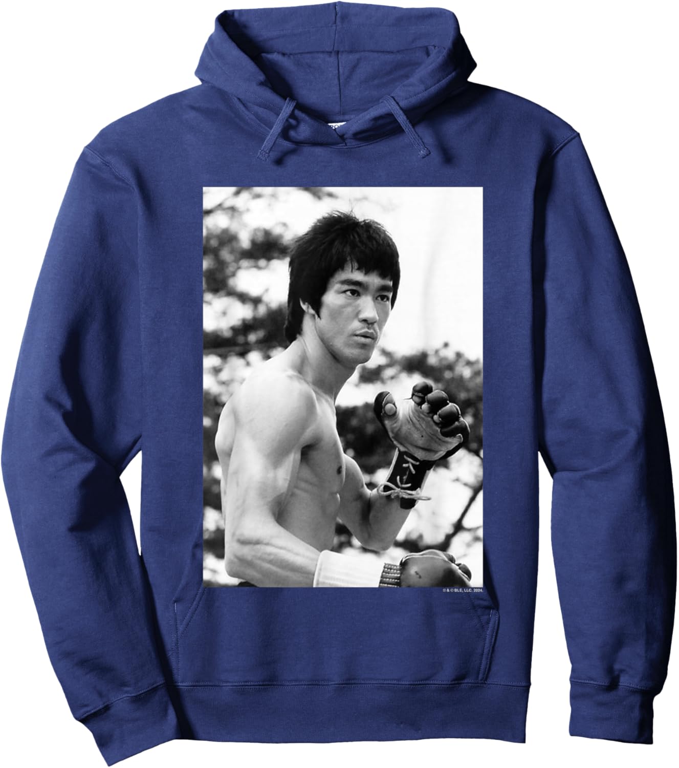 Bruce Lee On Guard Black & White Vintage Poster Hoodie - Hoodie | Navy