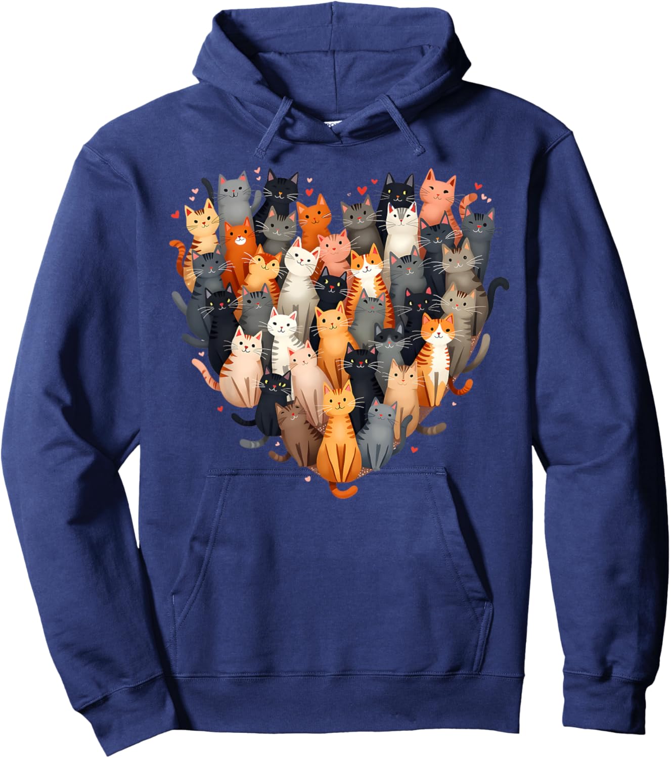 Cat Heart Shape Cats Feline Affection Hoodie - Hoodie | Navy