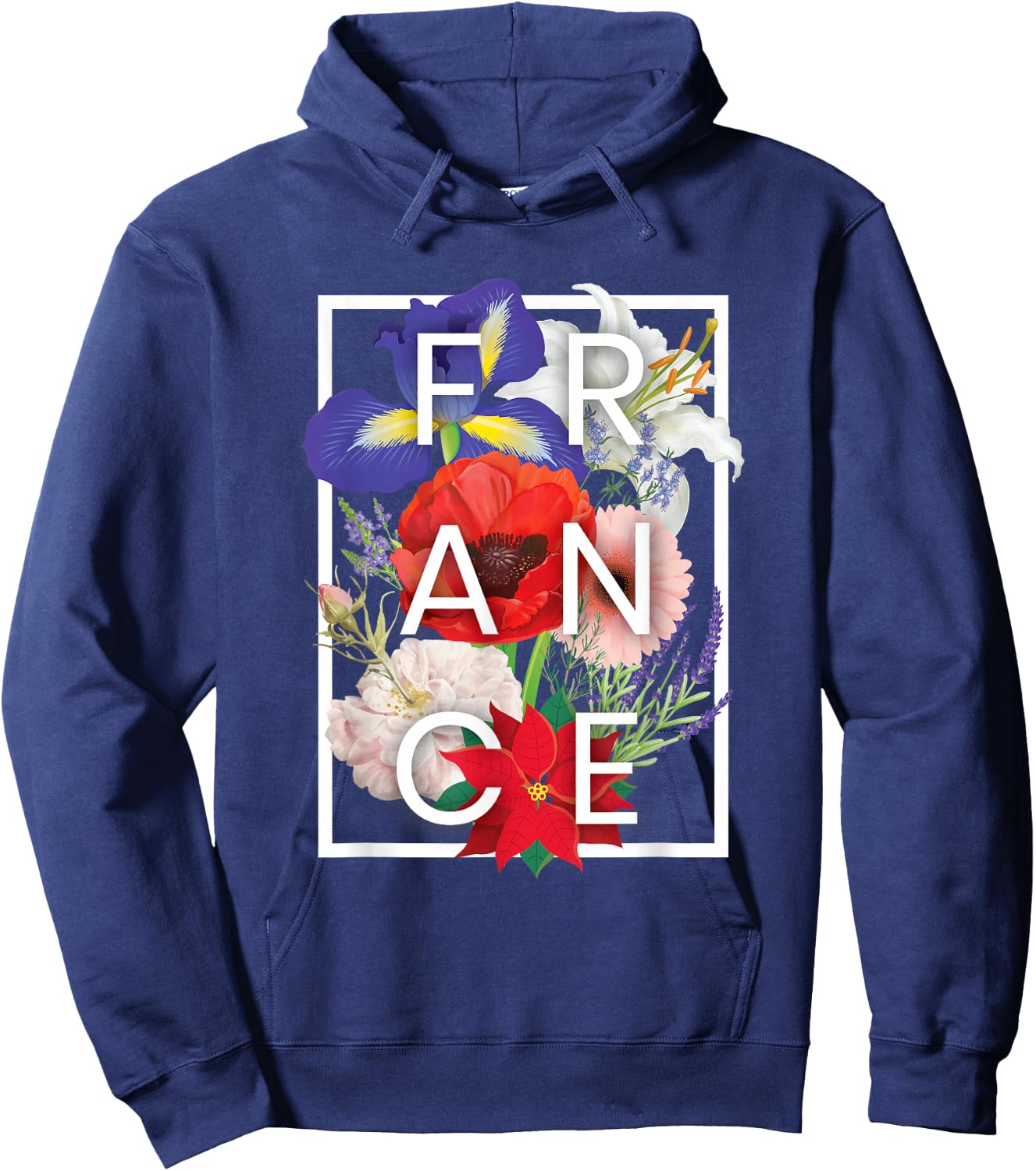 Flowers of France Word Art - French Pride Hoodie - Hoodie | Navy
