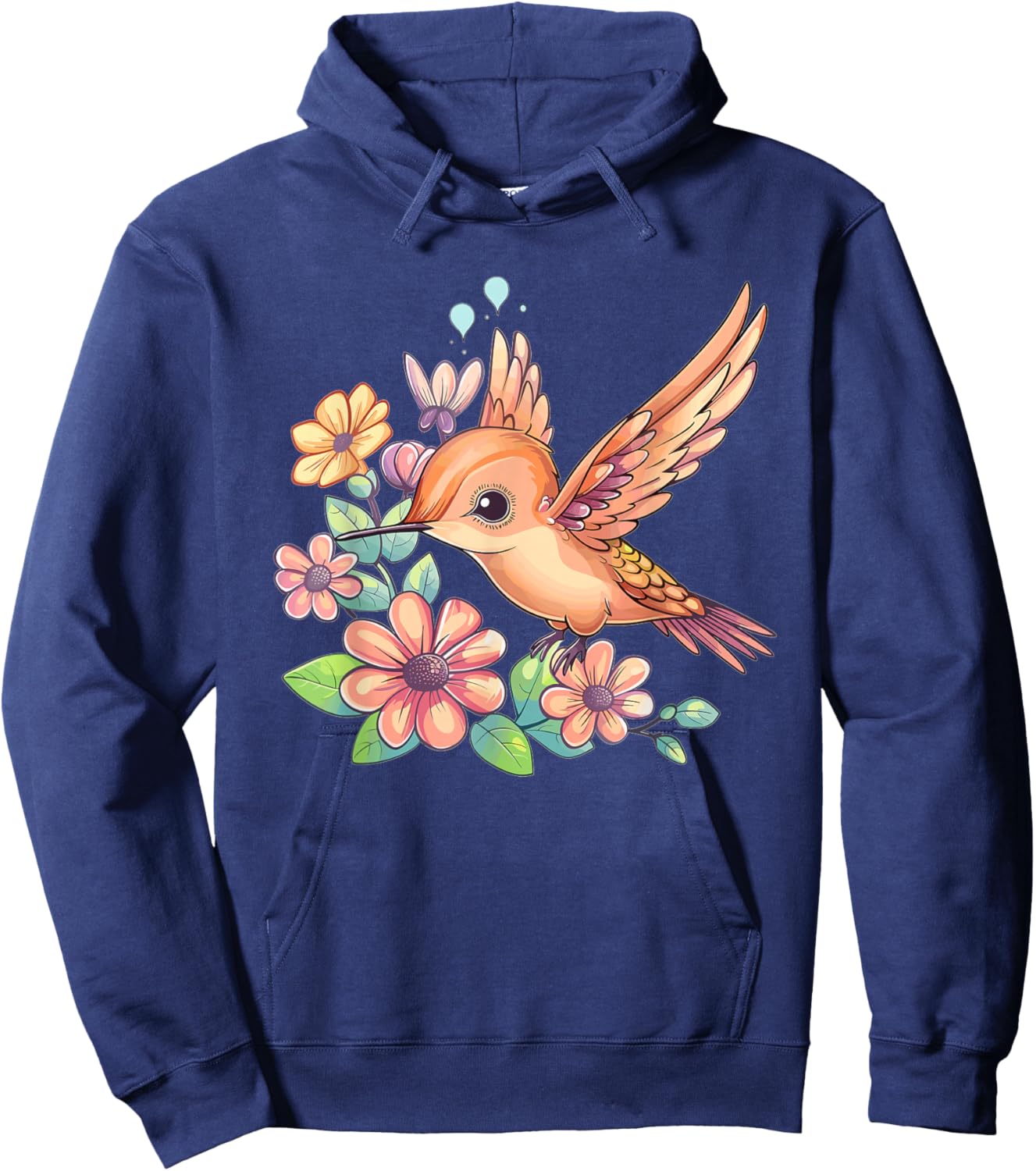 Cute Flower Hummingbird Hoodie - Hoodie | Navy
