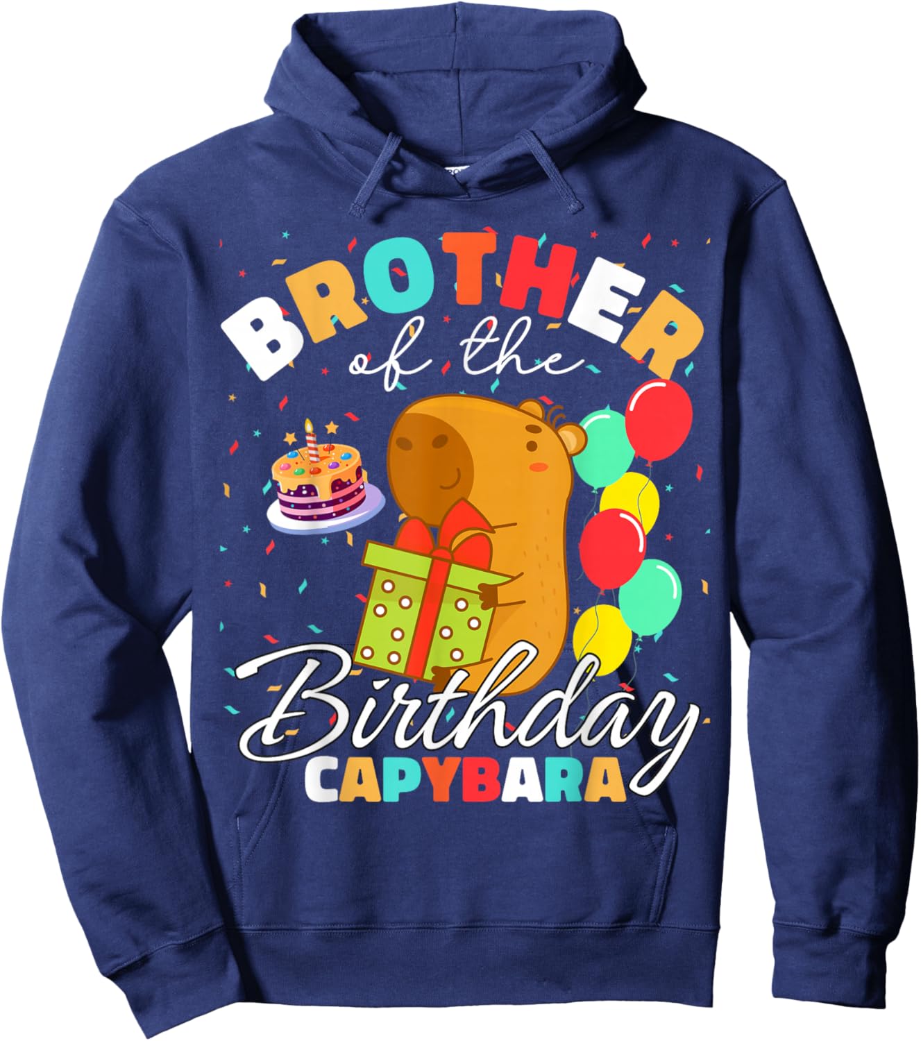 Brother Of The Birthday Capybara Birthday Team Hoodie - Hoodie | Navy