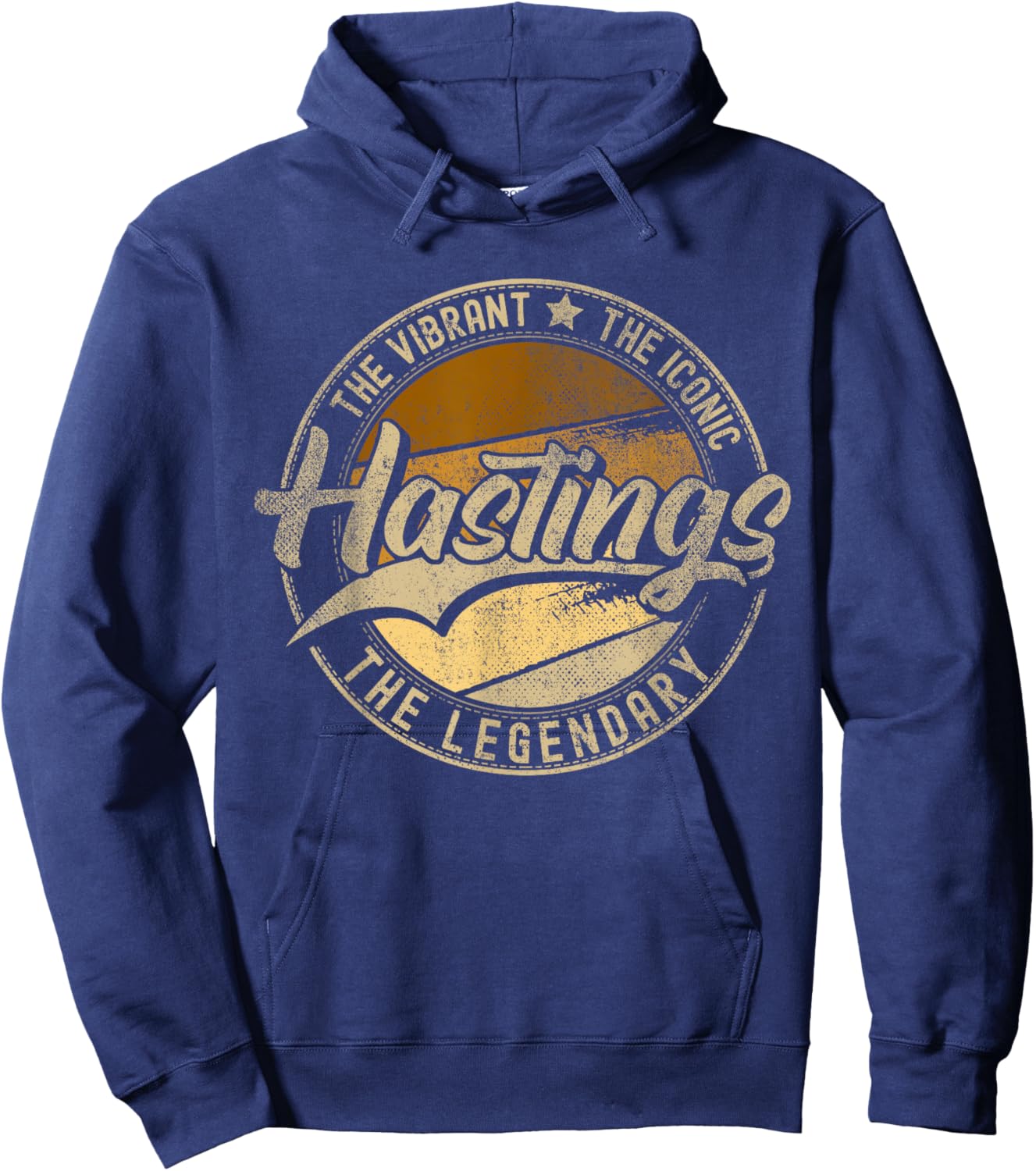Hastings NE | Nebraska | Vintage Distressed Hoodie - Hoodie | Navy