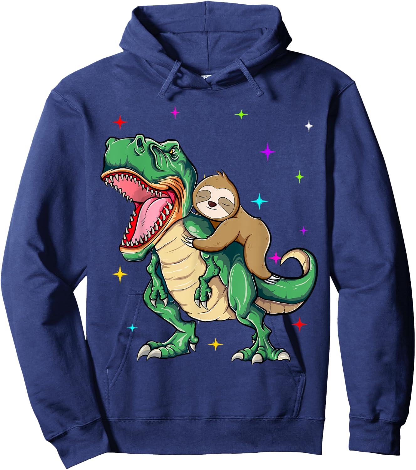 Funny Sloth Riding a T-Rex Dinosaur Hoodie - Hoodie | Navy
