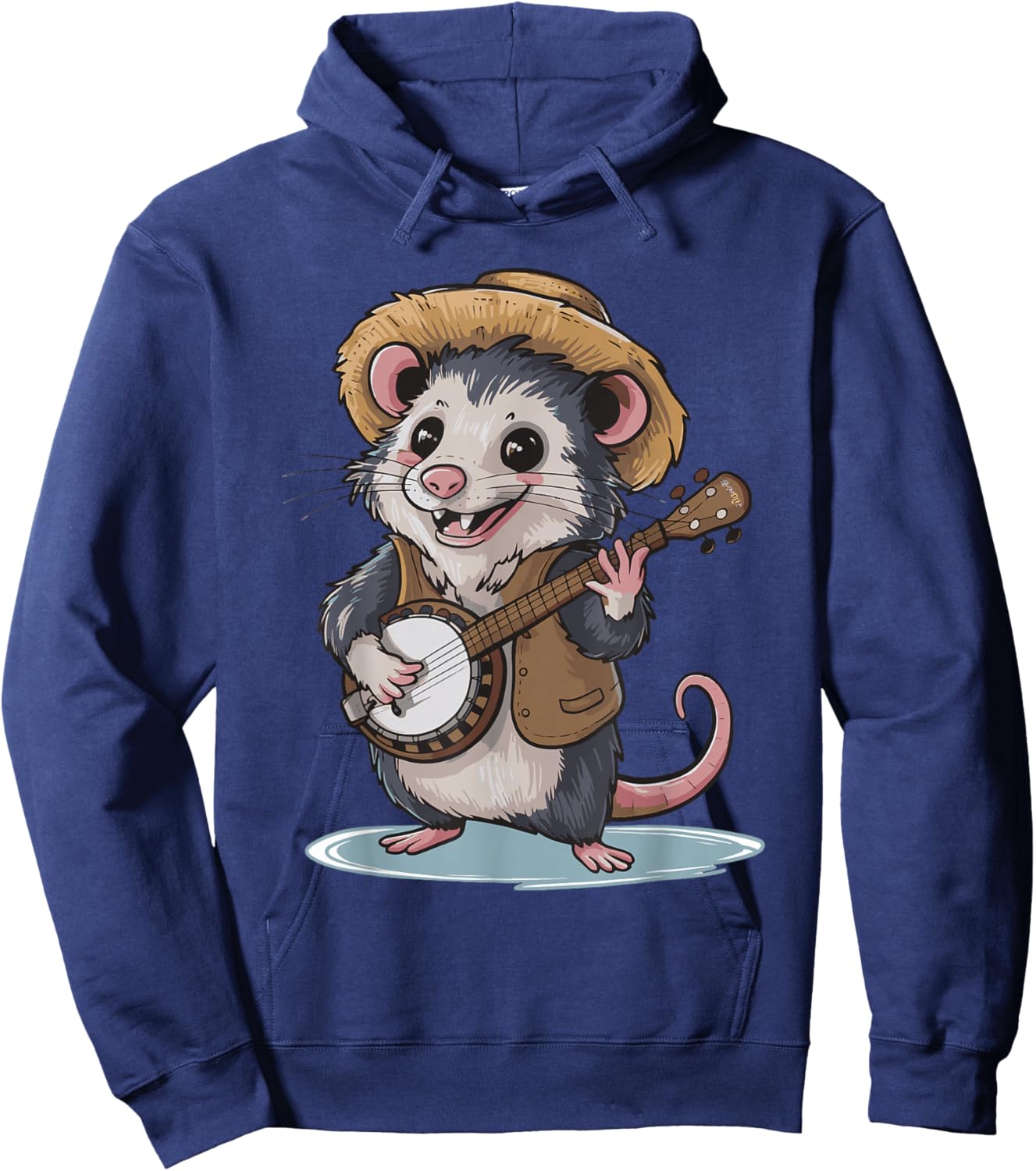Opossum Playing Banjo Hoodie - Hoodie | Navy