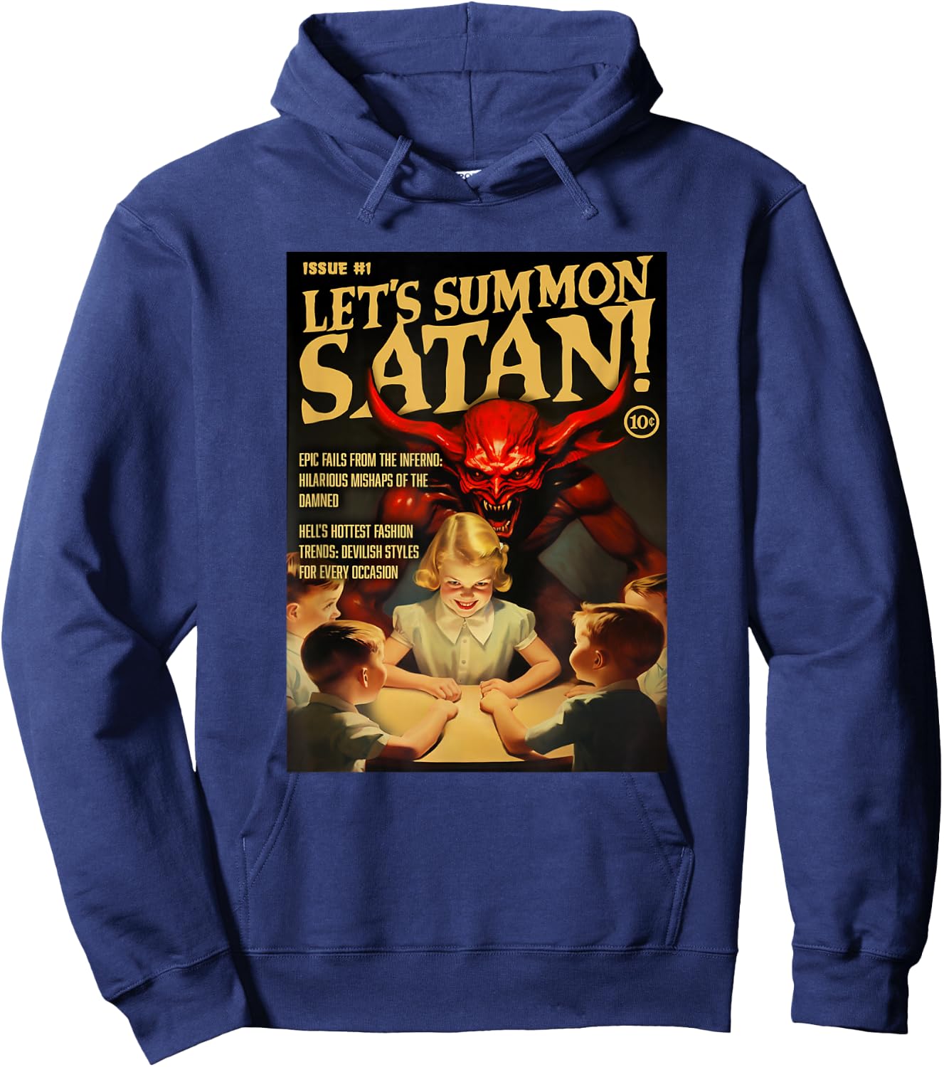 Let's Summon Satan 1950s Horror Comic Cover Hoodie - Hoodie | Navy