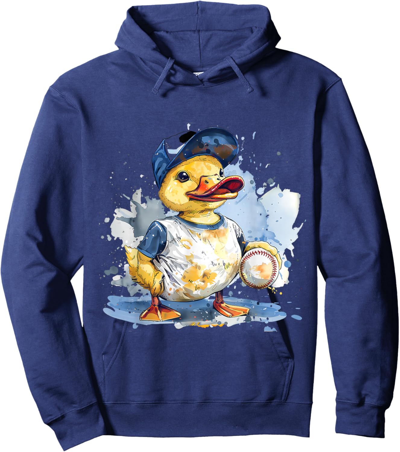 Baseball Player Rubber Duck Watercolor Sport Hoodie - Hoodie | Navy