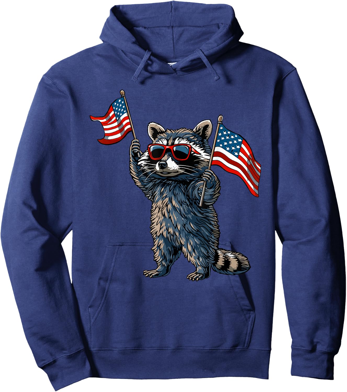 Raccoon Patriotic 4th Of July USA American Flag Hoodie - Hoodie | Navy
