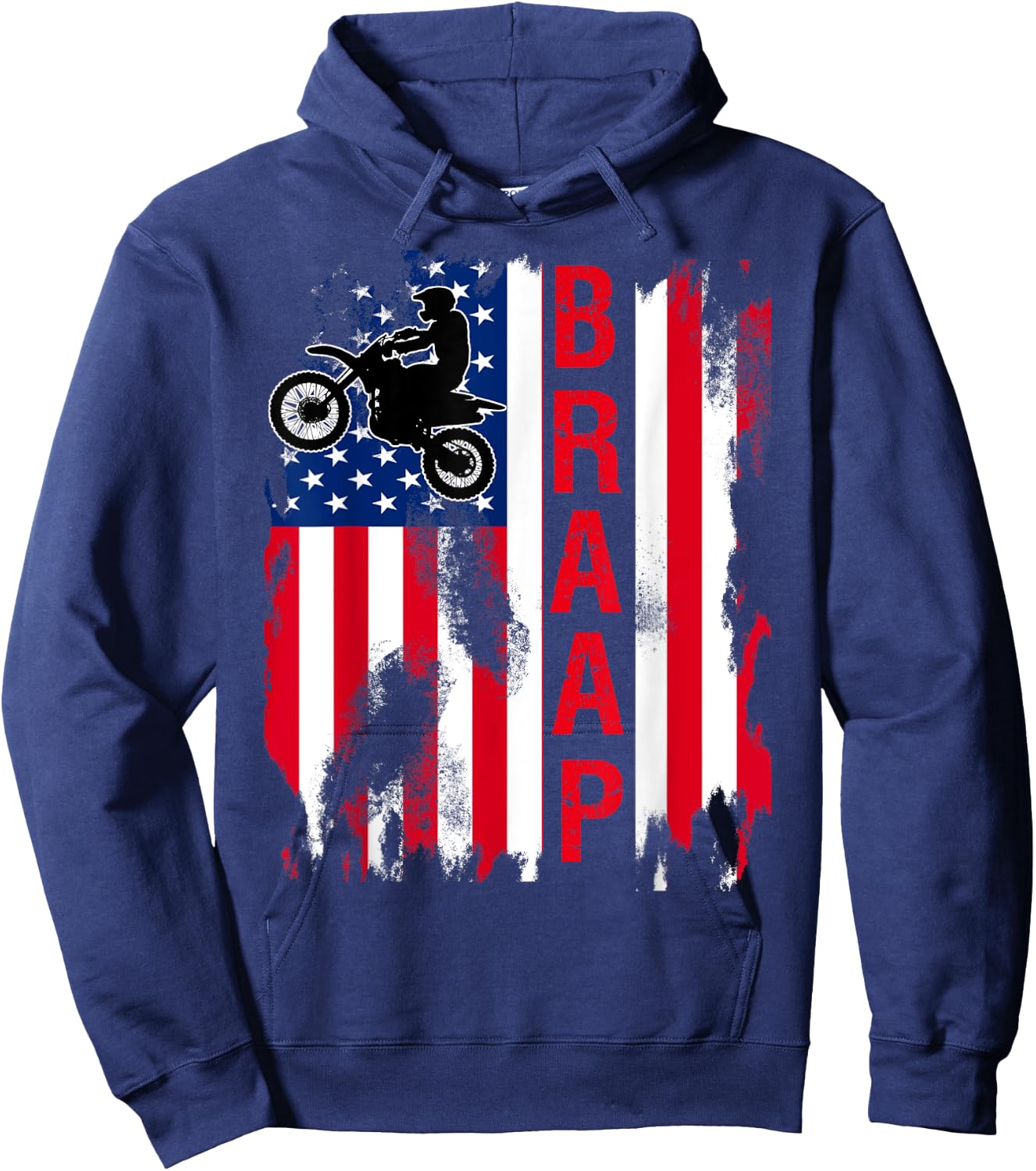 Dirt Bike American Flag Motocross 4th of july Hoodie - Hoodie | Navy