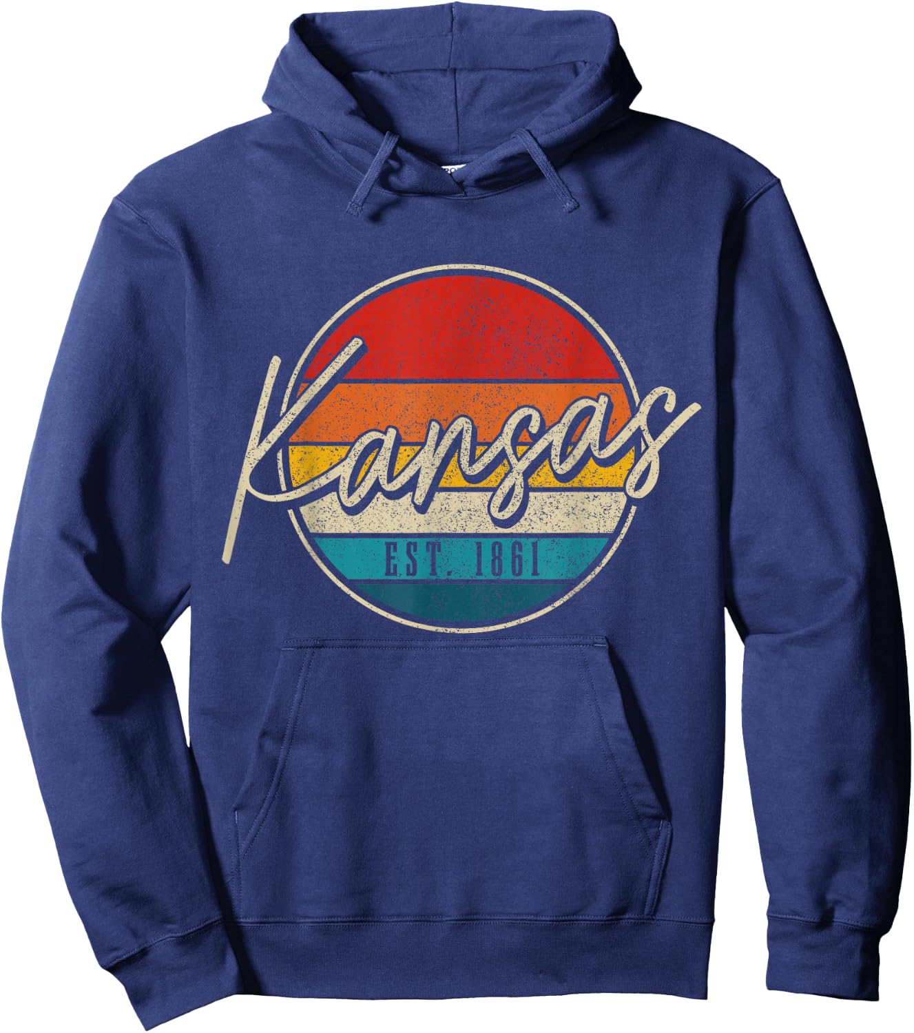 Kansas Est. 1861 Vintage USA America Souvenir Hoodie - Hoodie | Navy