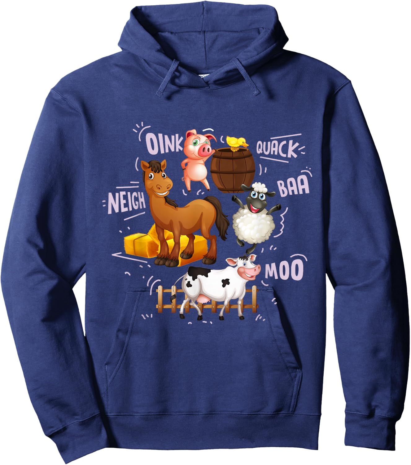 Cute Farm Animals With Sounds Hoodie - Hoodie | Navy