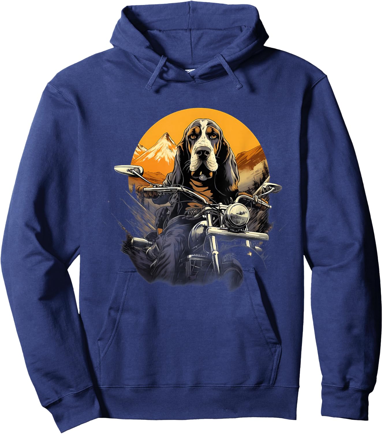 Biker Basset Hound Dog Riding Motorcycle Hoodie - Hoodie | Navy