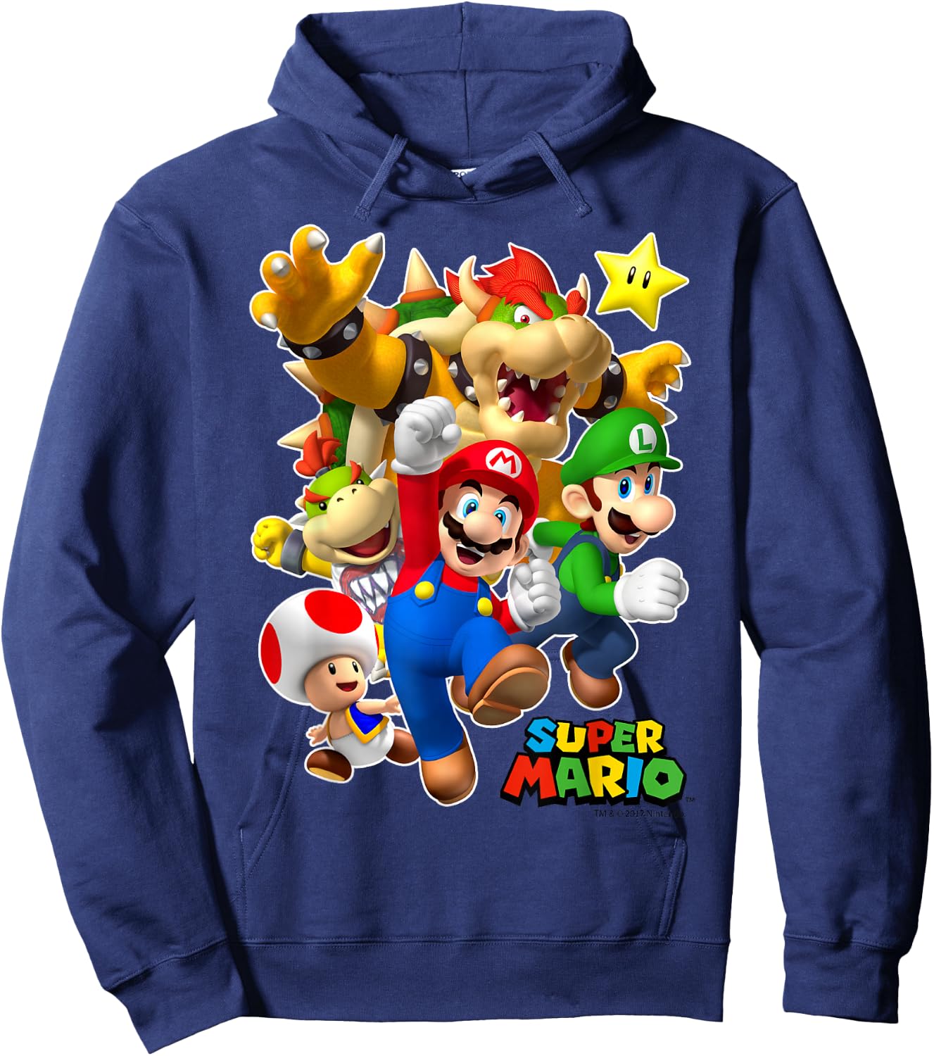Super Mario Group Shot with Bowser 3D Poster Hoodie - Hoodie | Navy