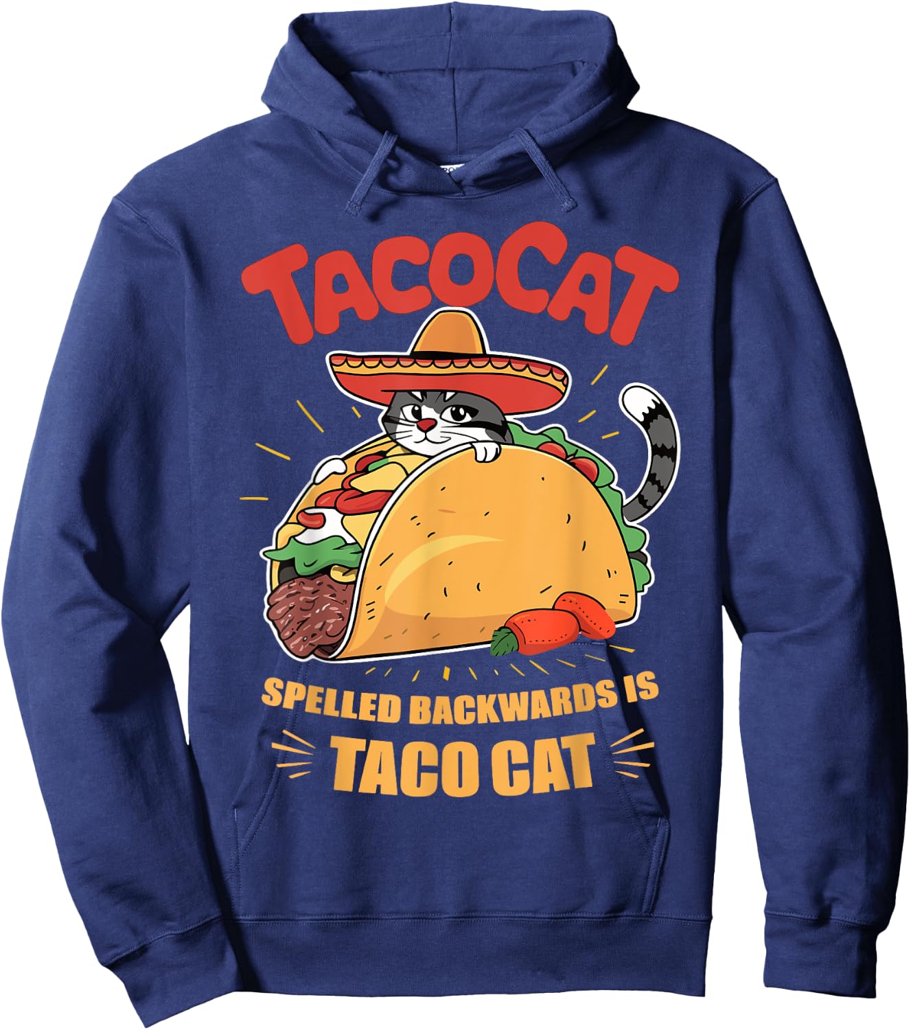 Taco Cat Funny Cinco De Mayo Women Kids Hoodie - Hoodie | Navy