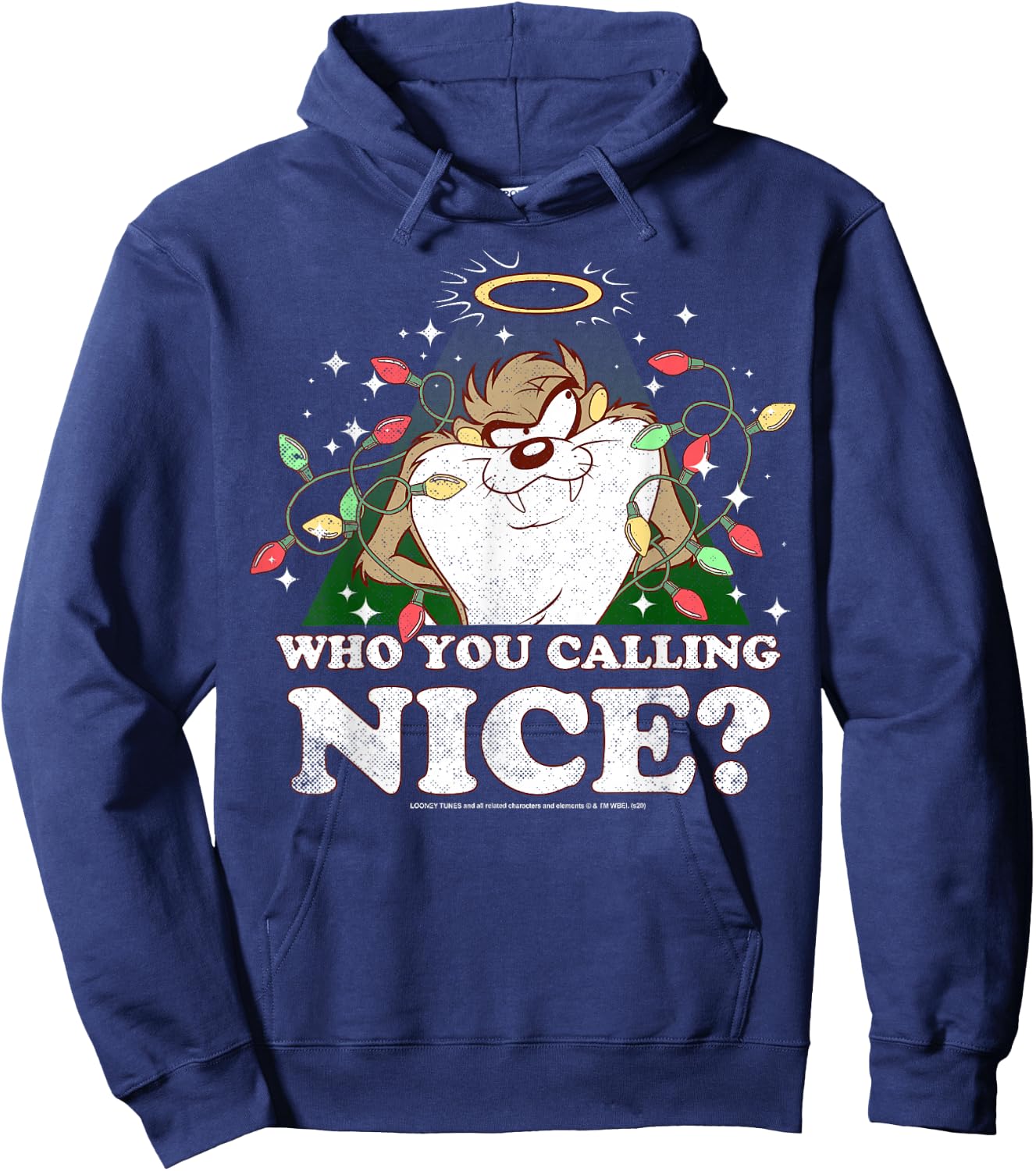 Looney Tunes Christmas Taz Who You Calling Nice Hoodie - Hoodie | Navy