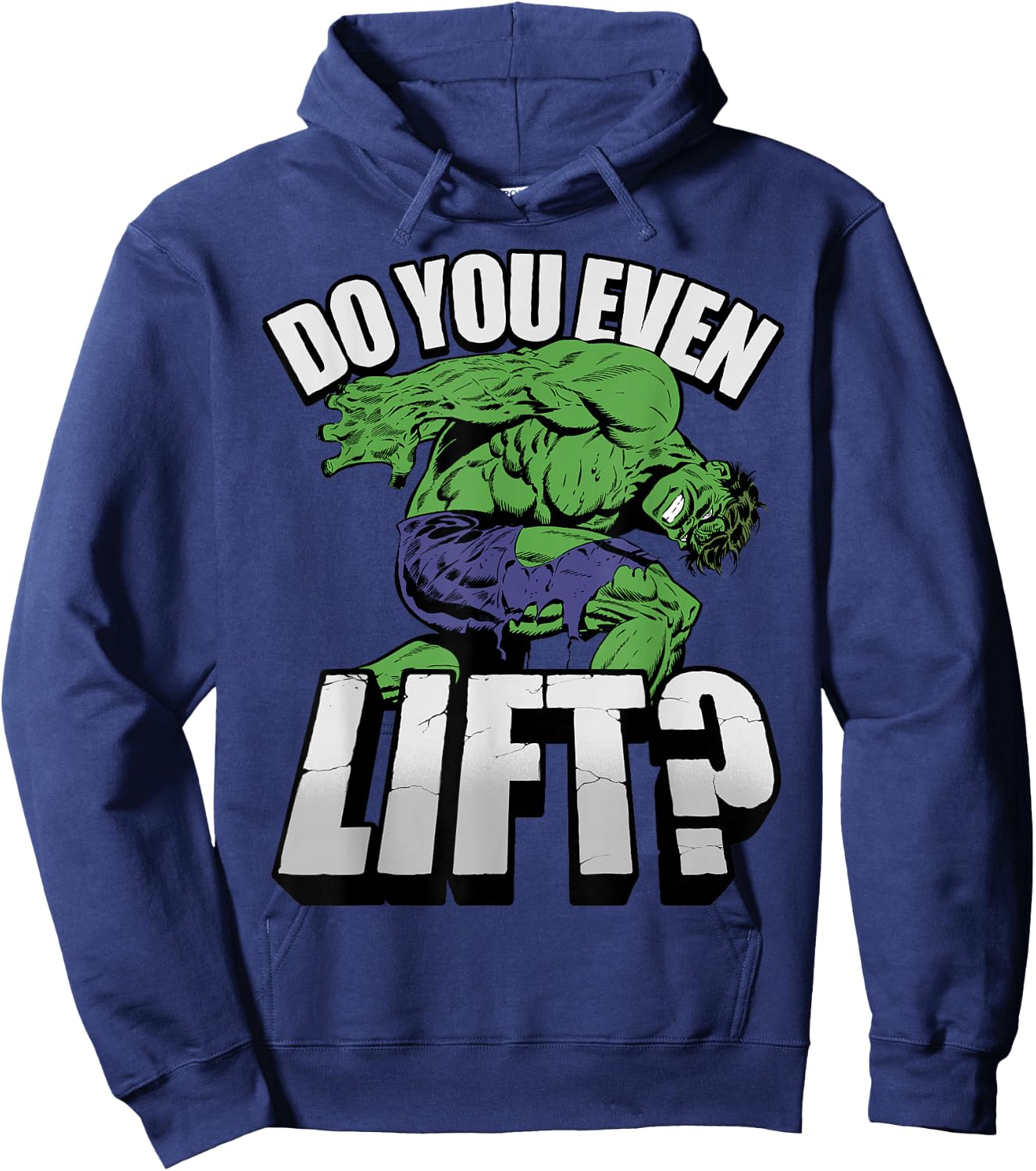 Marvel Hulk Do You Even Lift? Retro Portrait Hoodie - Hoodie | Navy