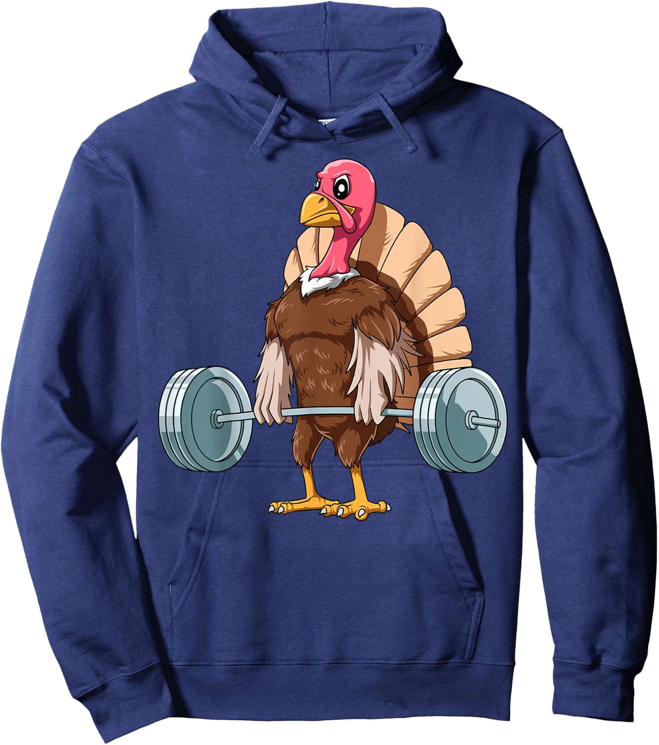 Deadlifting Zoo Thanksgiving Weightlifting Turkey Deadlifting - Black, Small, , Short Sleeve, Classic Fit, Cotton Blend, Turkey Theme, Gym, Thanksgiving Hoodie - Hoodie | Navy