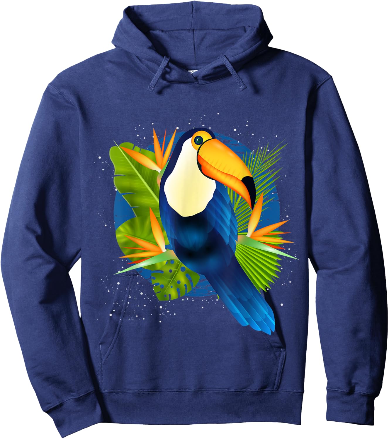 Tropical Nature Tree Leaves Toucan Hoodie - Hoodie | Navy