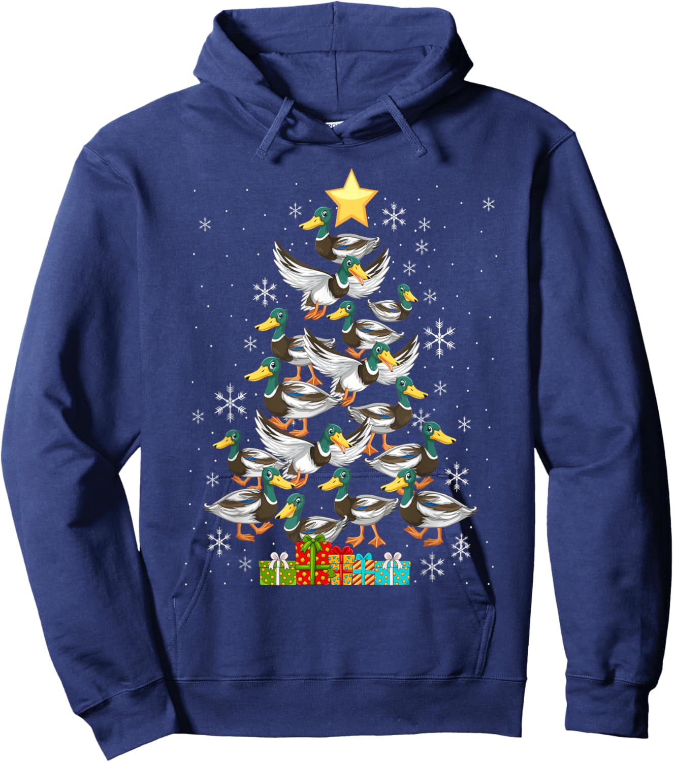 Mallard Duck Christmas Tree Costume Duck Lover Hoodie - Hoodie | Navy