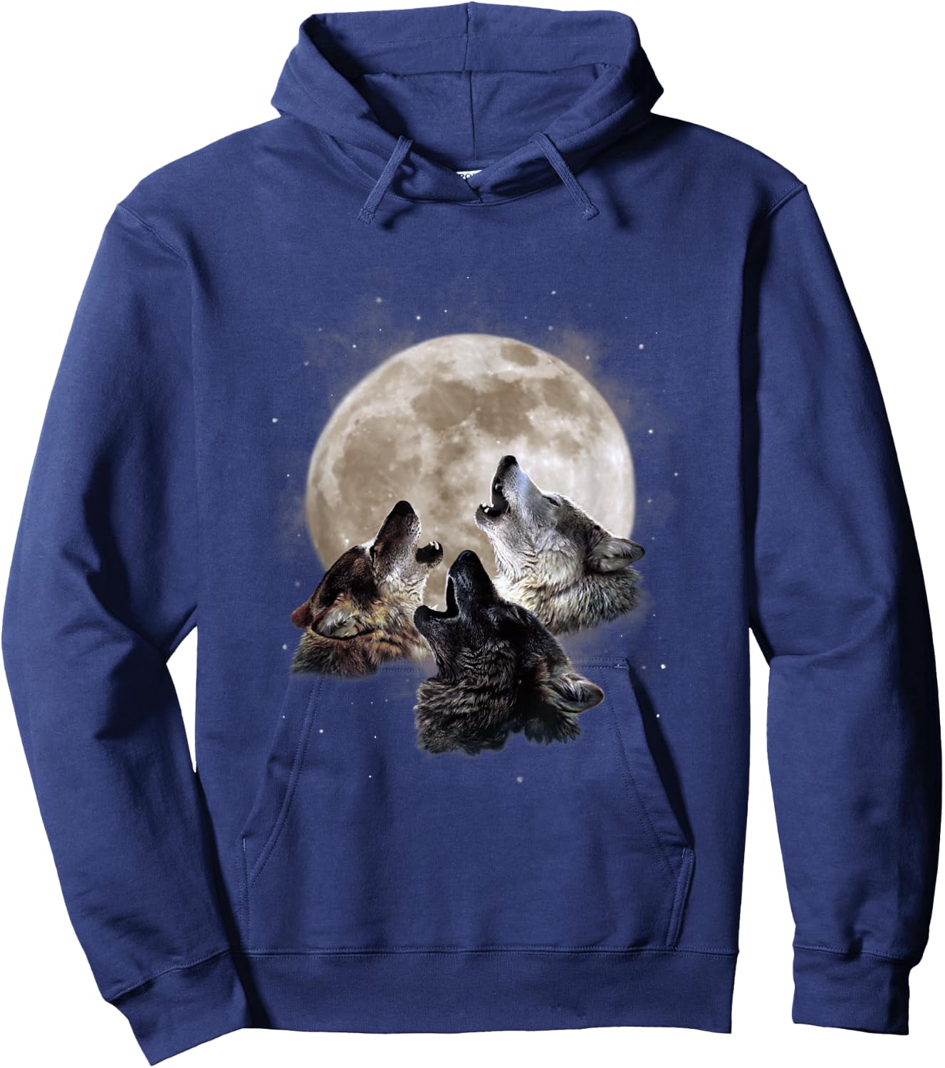 Three Wolves Howling at the Moon - Wolf Lover Hoodie - Hoodie | Navy