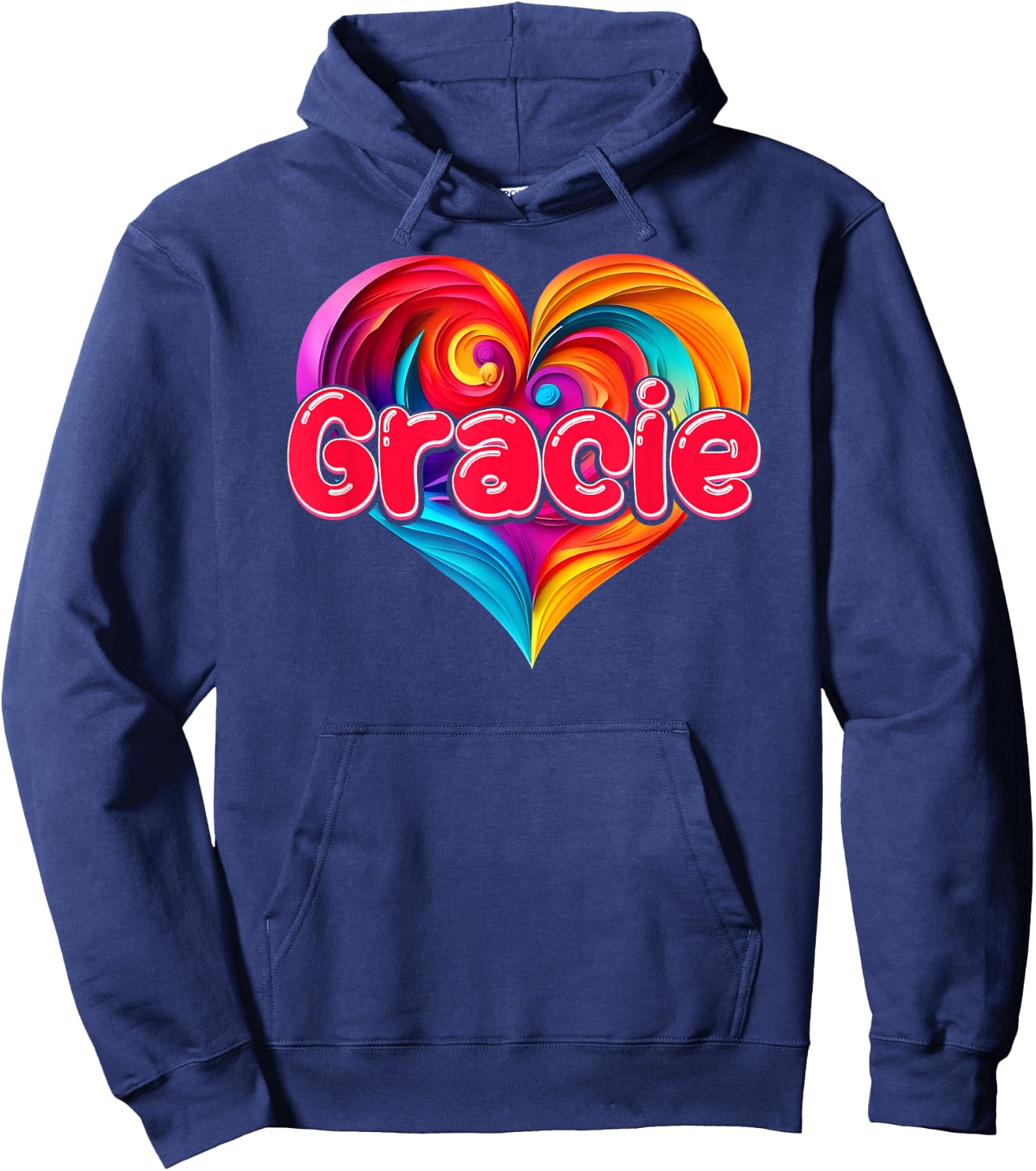 I Heart Love Gracie First Name Colorful Named Hoodie - Hoodie | Navy