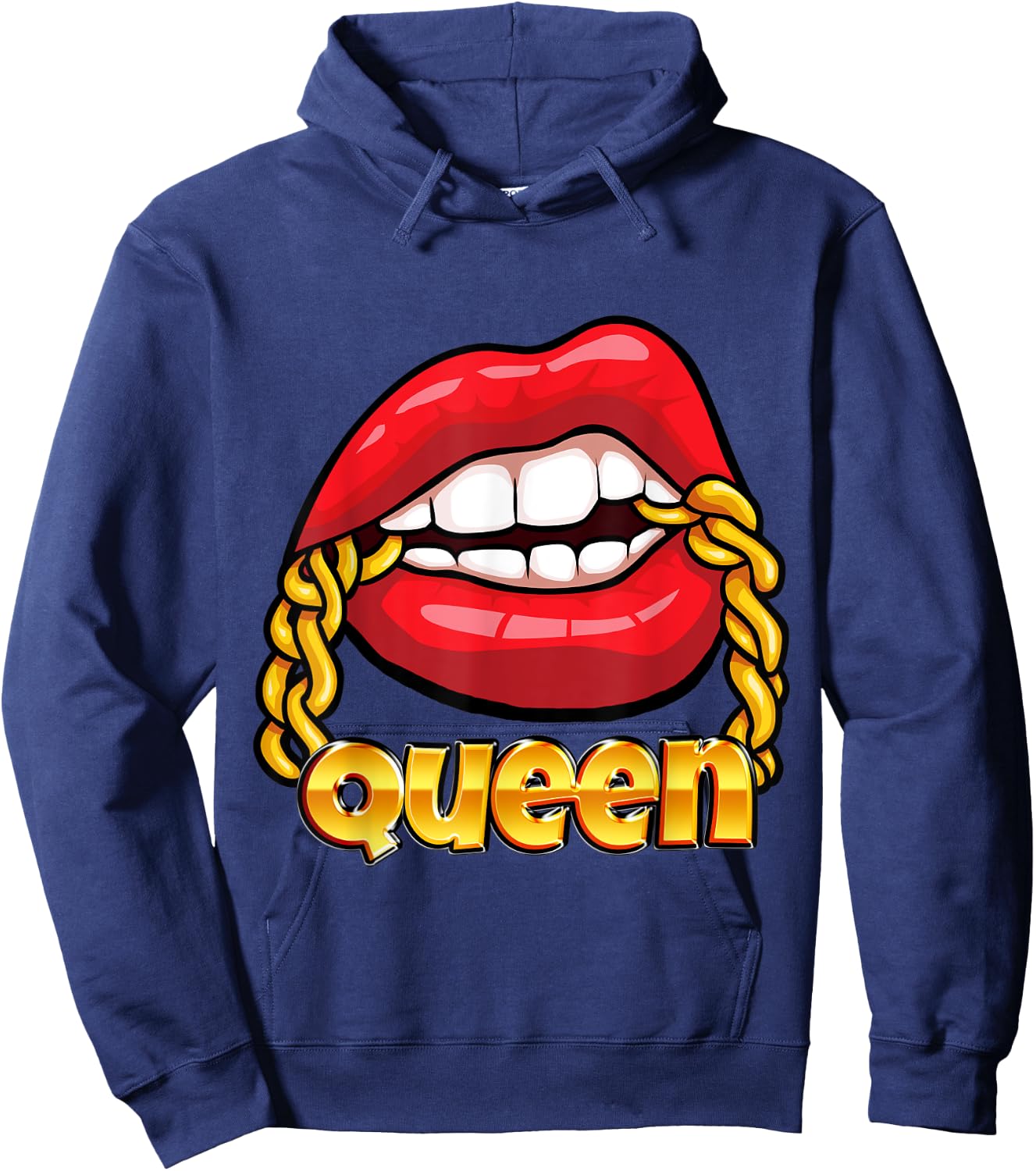 Juicy Lips Gold Chain Queen Hoodie - Hoodie | Navy