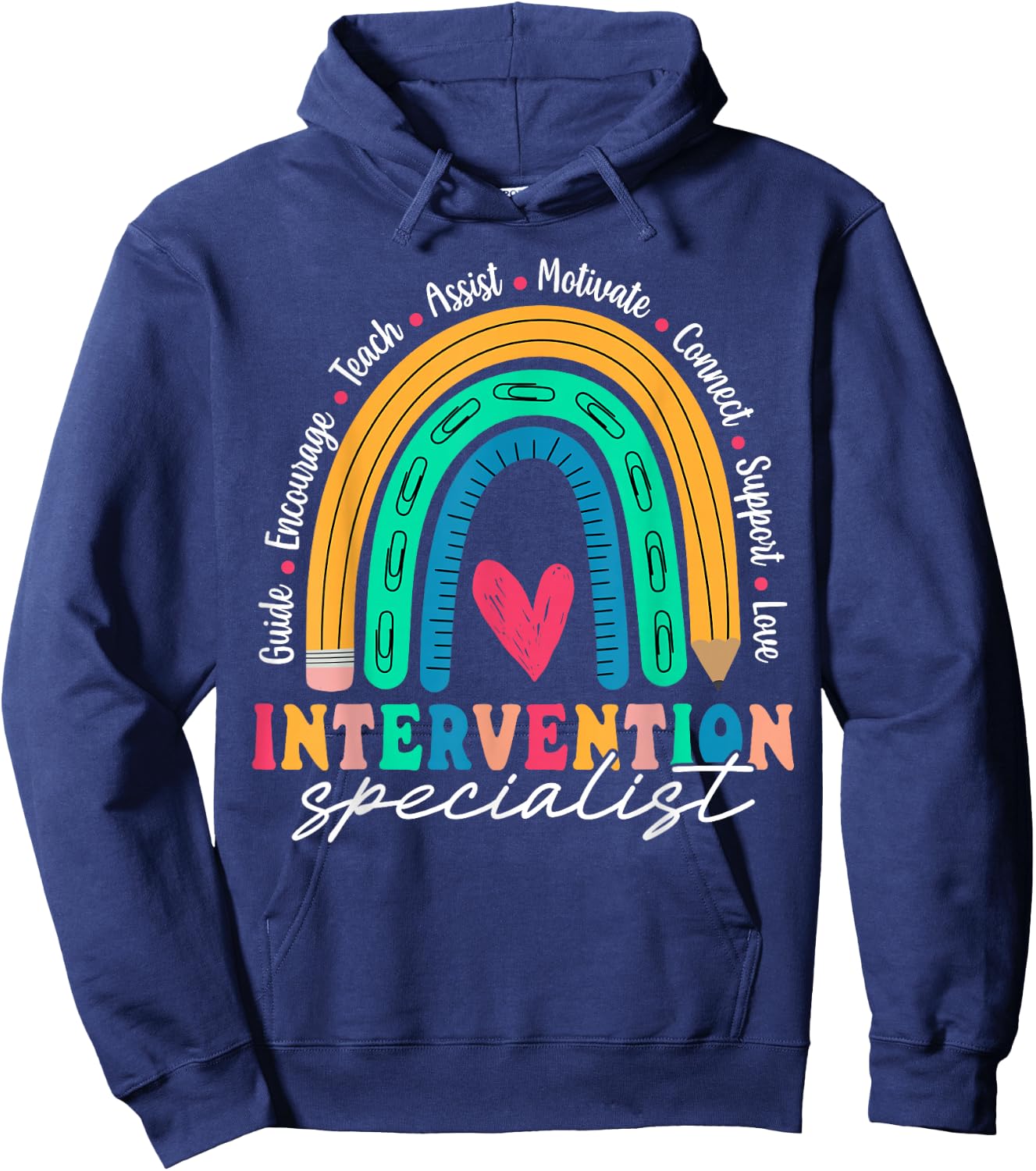 Intervention Specialist Appreciation Rainbow Hoodie - Hoodie | Navy