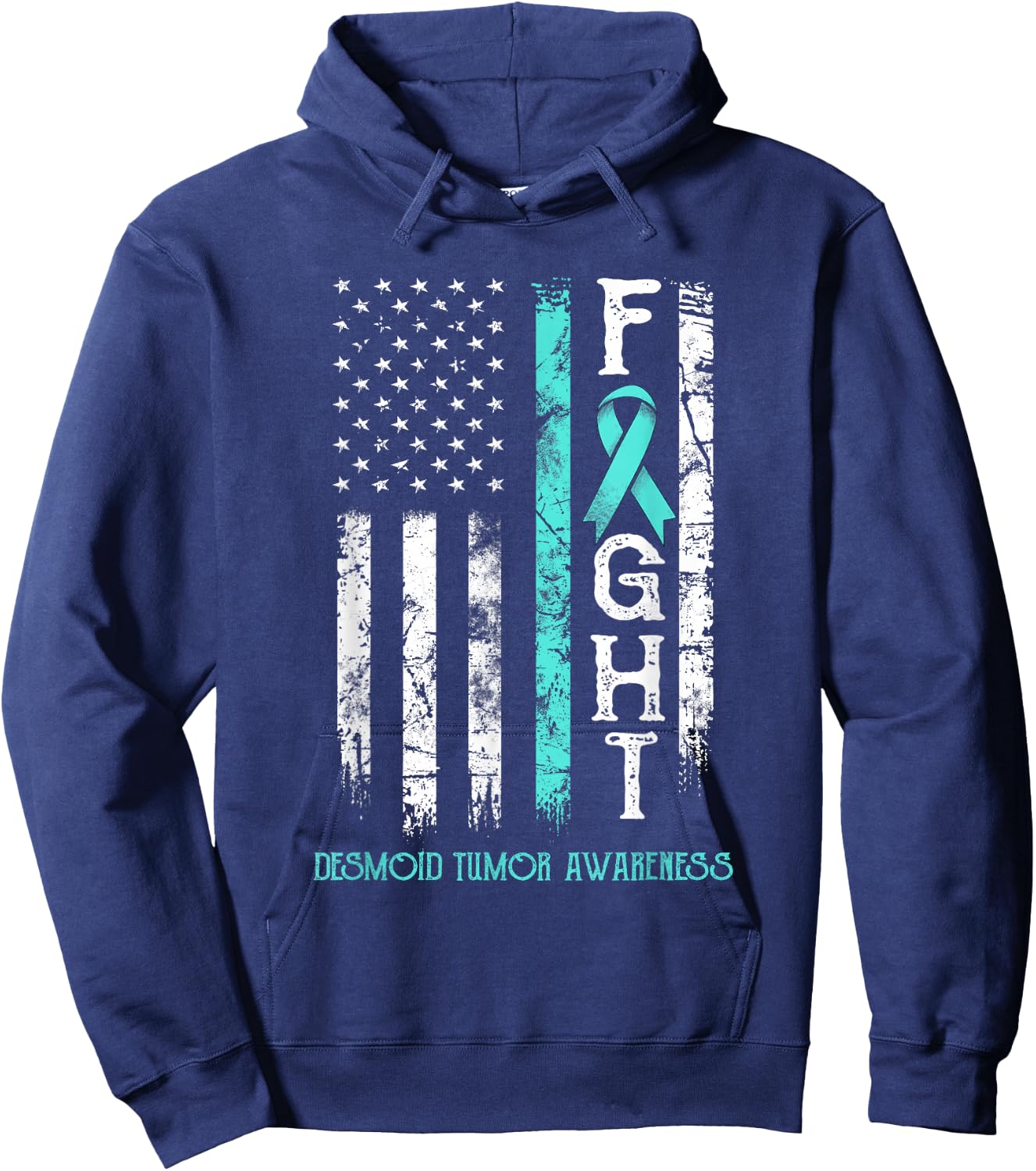 Desmoid Tumor Warrior US Flag Hoodie - Hoodie | Navy