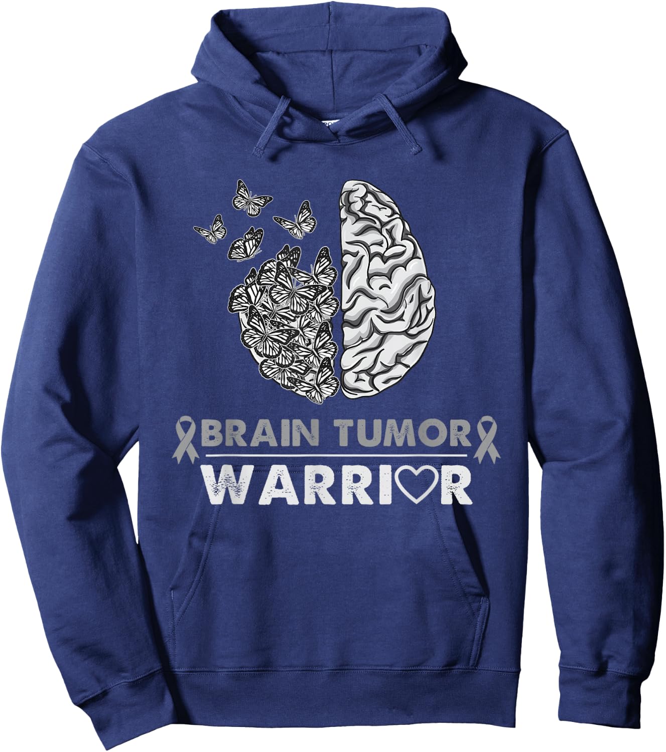 Brain Tumor Warrior Brain Tumor Awareness Hoodie - Hoodie | Navy