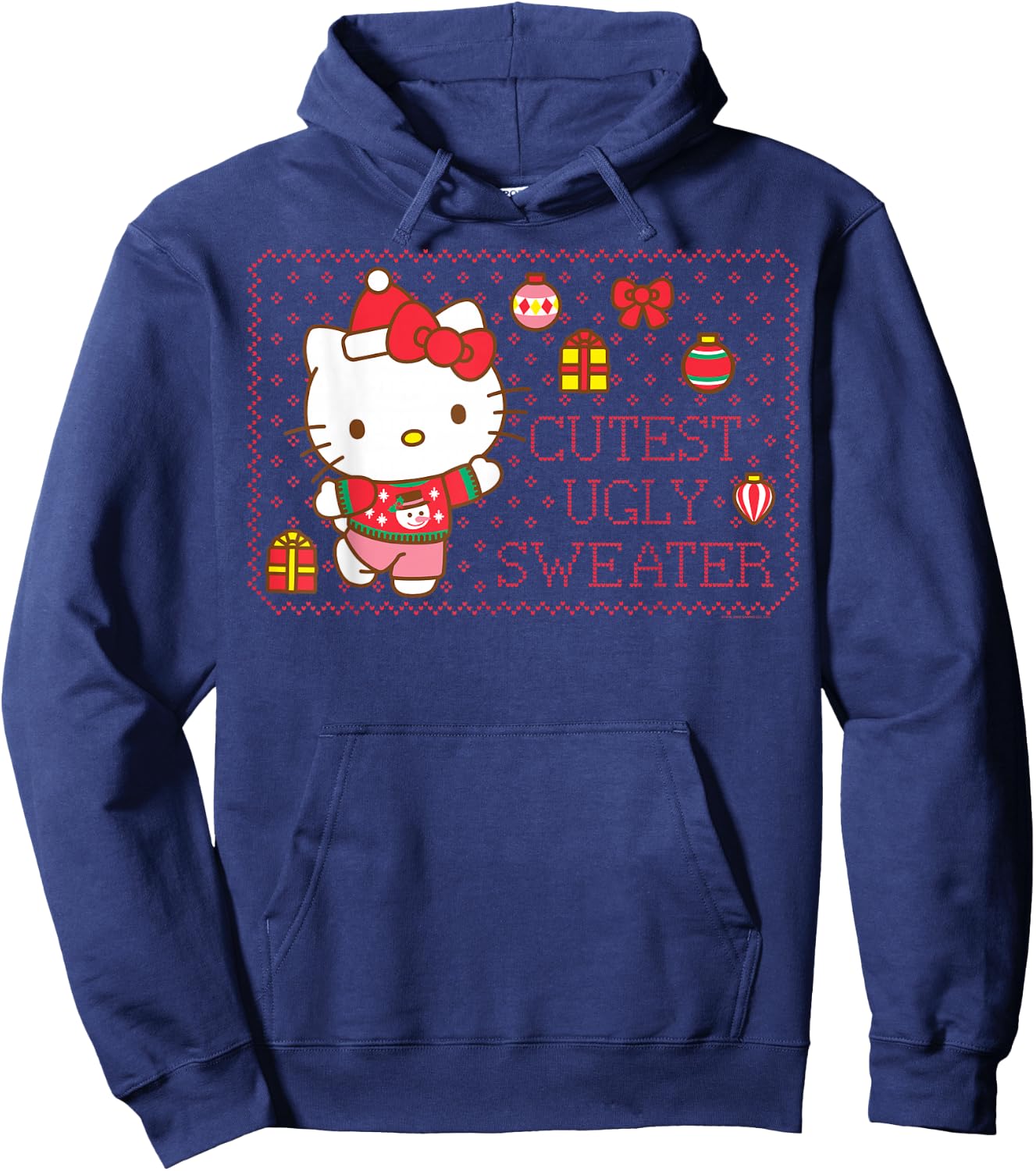 Hello Kitty Cutest Ugly Christmas Sweater Hoodie - Hoodie | Navy