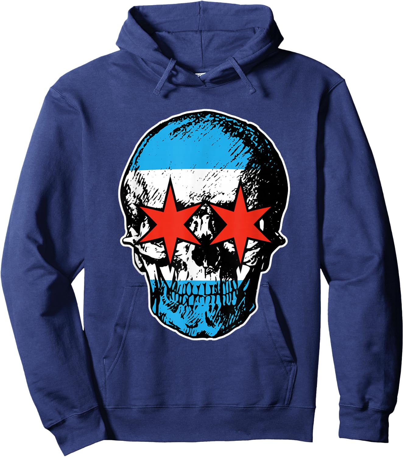 Chicago Flag Skull City Pride Hoodie - Hoodie | Navy