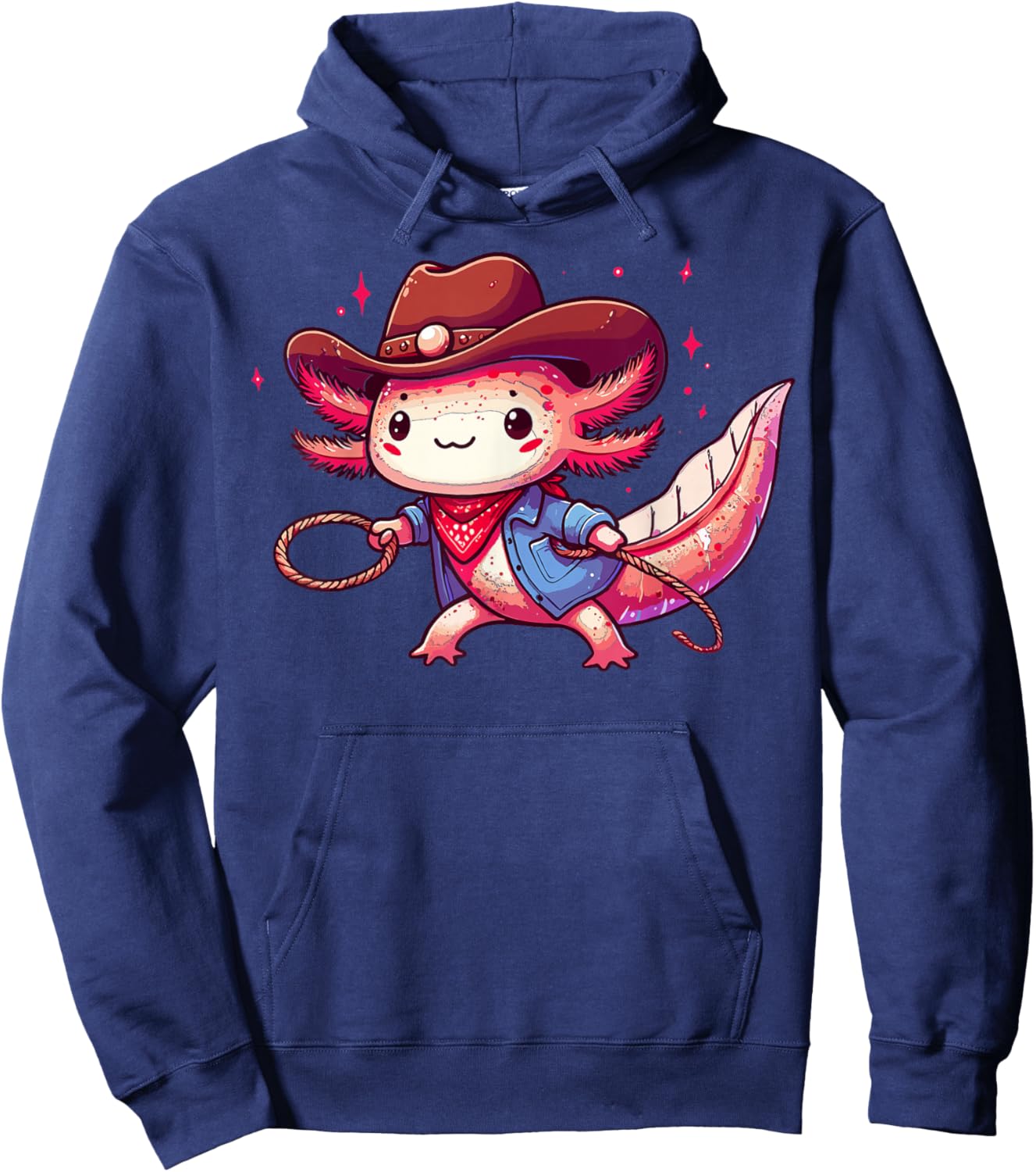 Western Rodeo Cowboy Hat Axolotl Texas Animals Hoodie - Hoodie | Navy