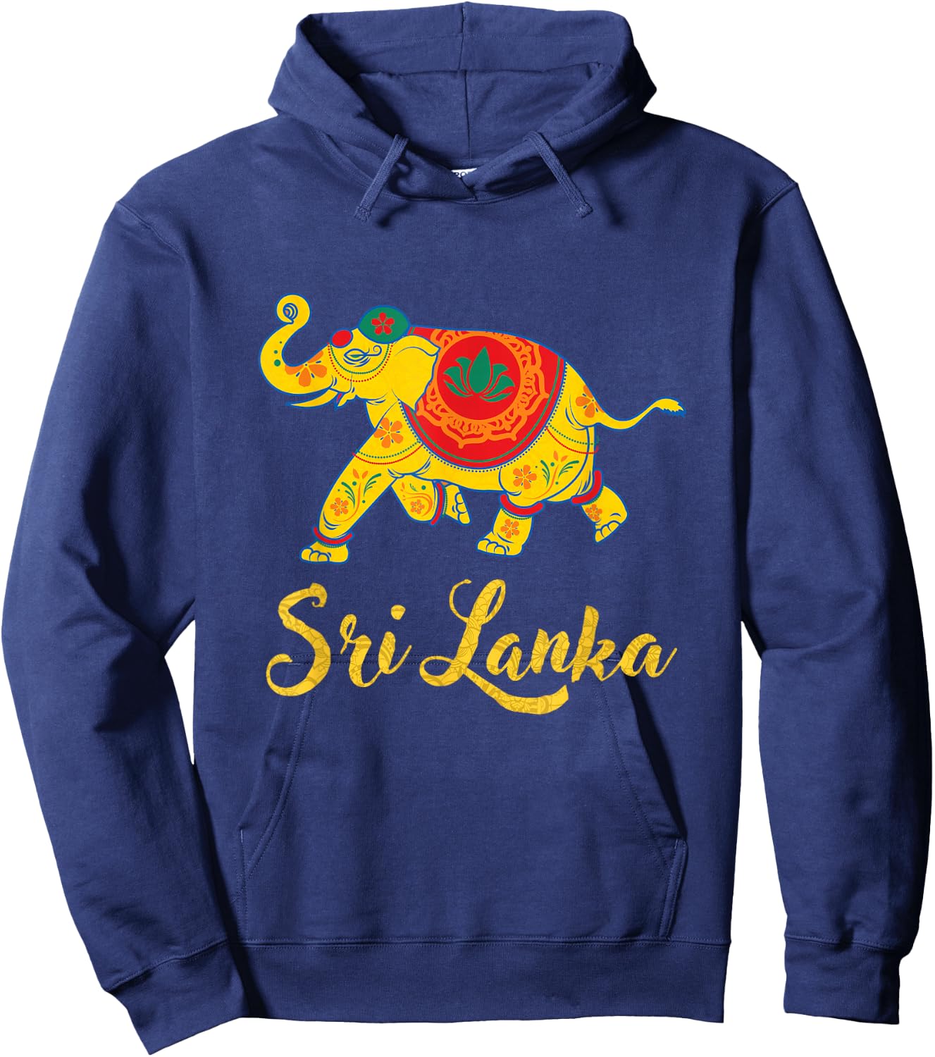 Sri Lankan Elephant Asian Mandala Yantra Hoodie - Hoodie | Navy