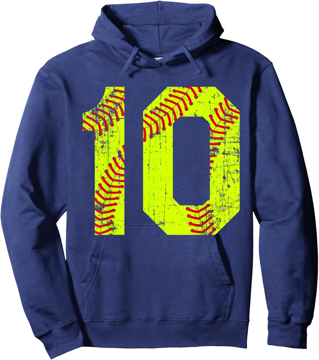 Vintage Softball 10 Jersey Number Hoodie - Hoodie | Navy