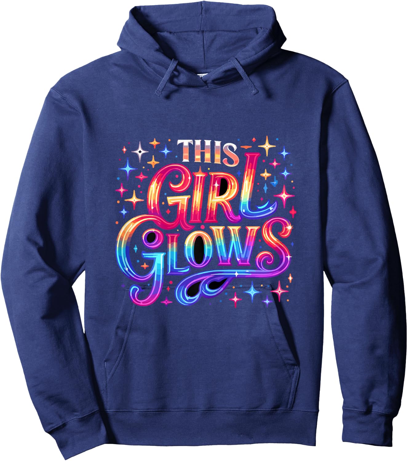 This Girl Glows 80s 90s Party Hoodie - Hoodie | Navy