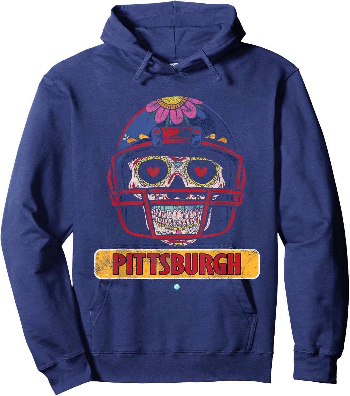 Pittsburgh Football Helmet Sugar Skull Gift Hoodie - Hoodie | Navy