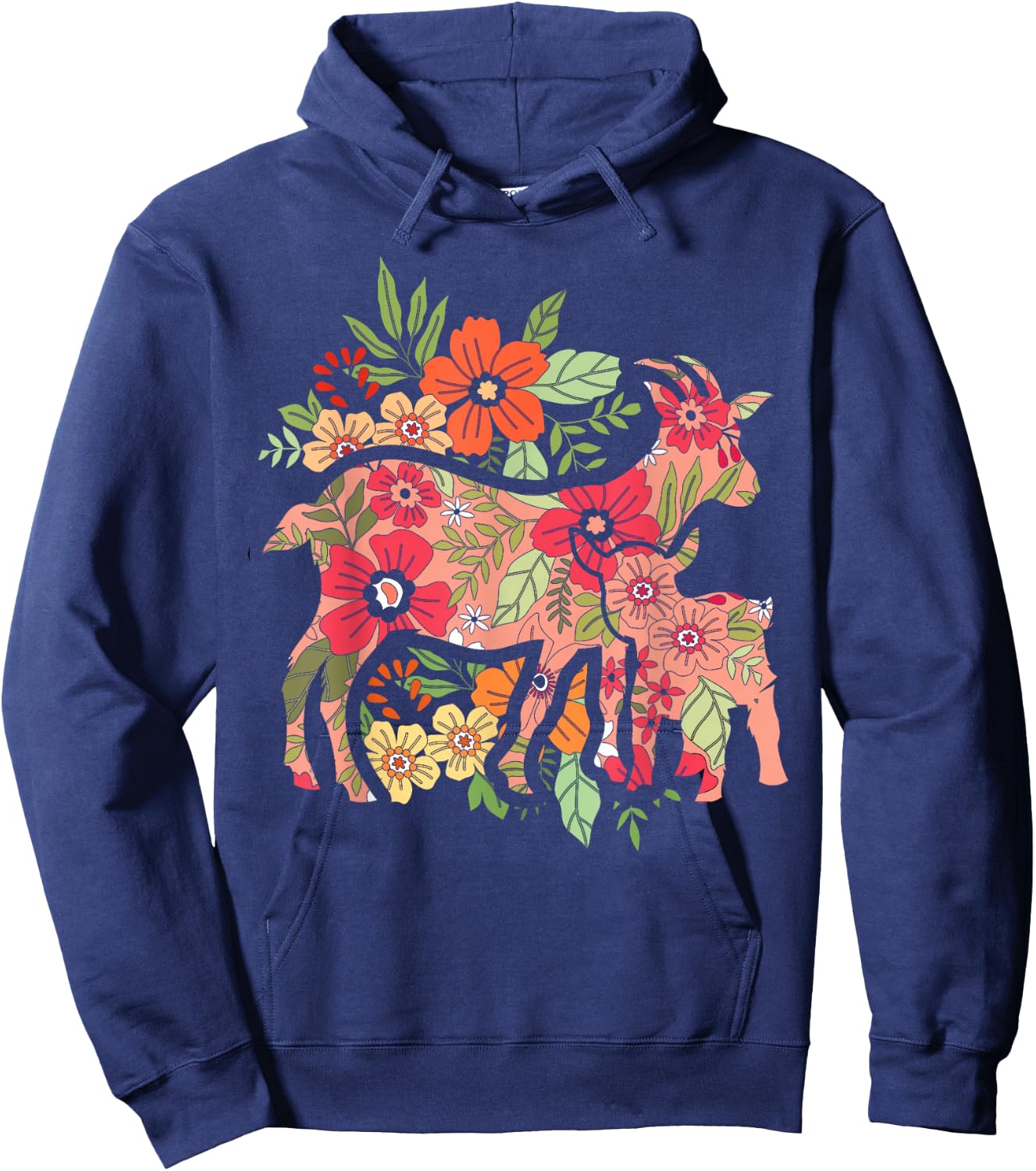 Agriculture Farm Animal Flowers Vintage Goat Hoodie - Hoodie | Navy
