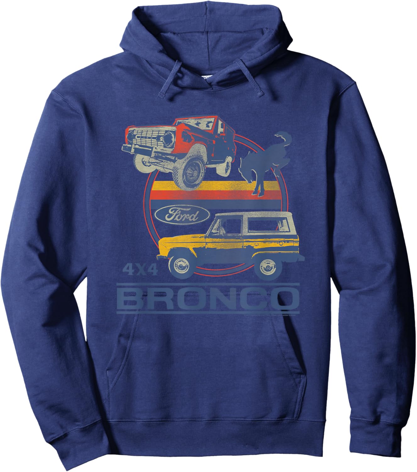 Ford - Bronco 4x4 Retro Circle With Pony Logo Hoodie - Hoodie | Navy