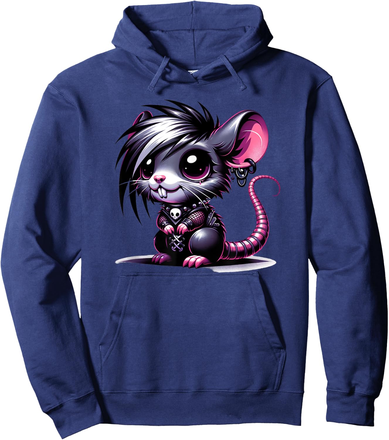 Anime Goth Rat Magic Witch Kitten Hoodie - Hoodie | Navy